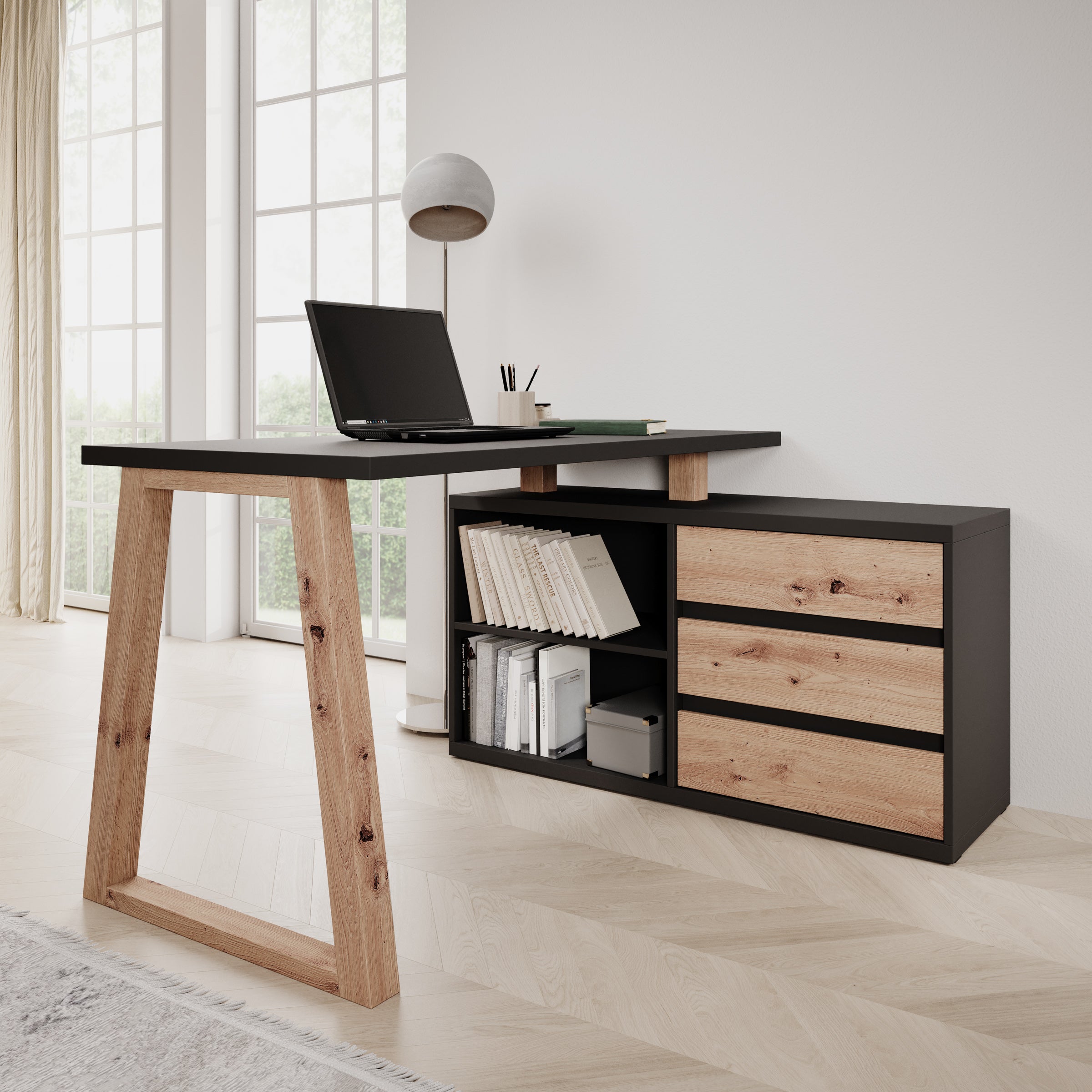 Ithaca 2 - Bureau - Zwart - 135x65x75 cm