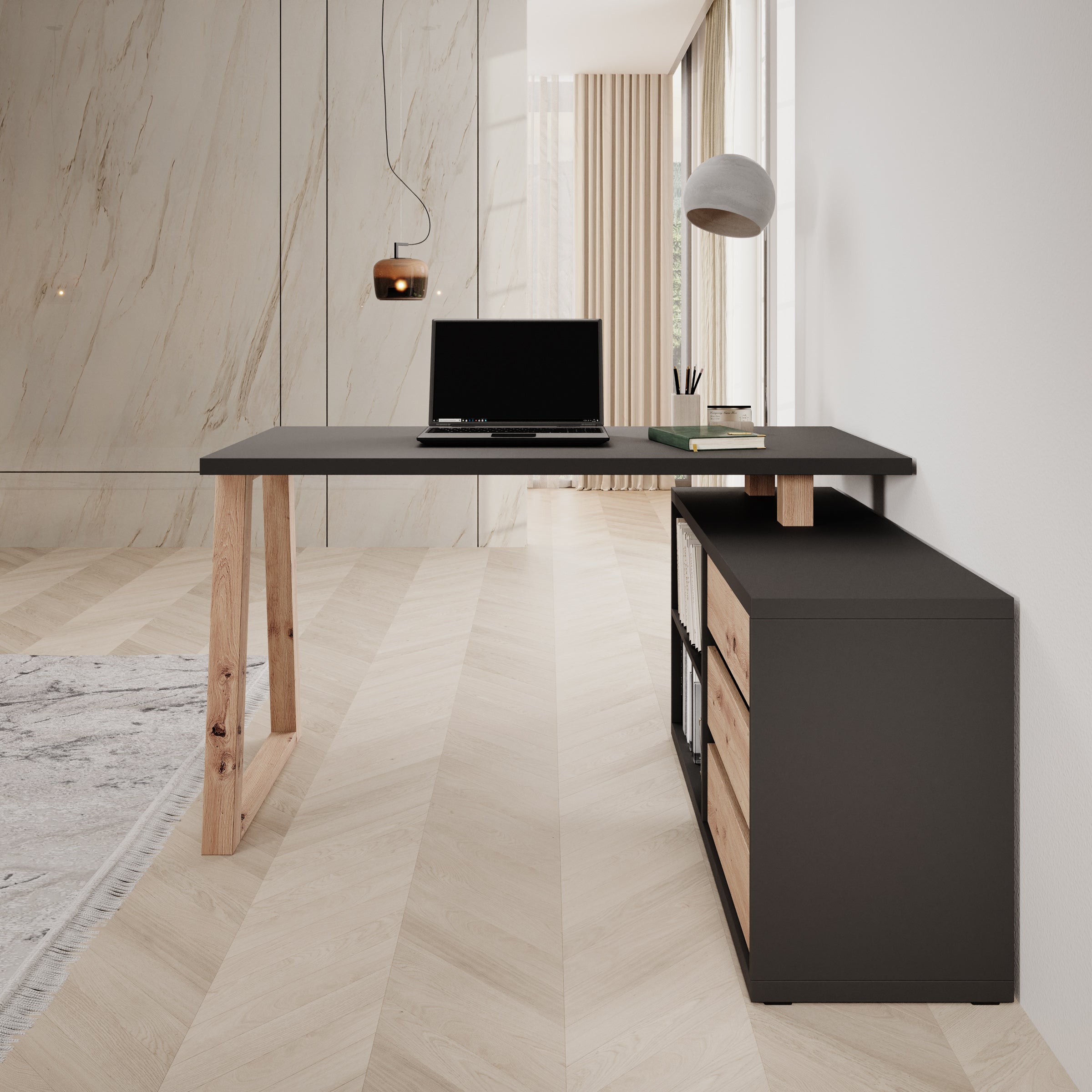 Ithaca 2 - Bureau - Zwart - 135x65x75 cm