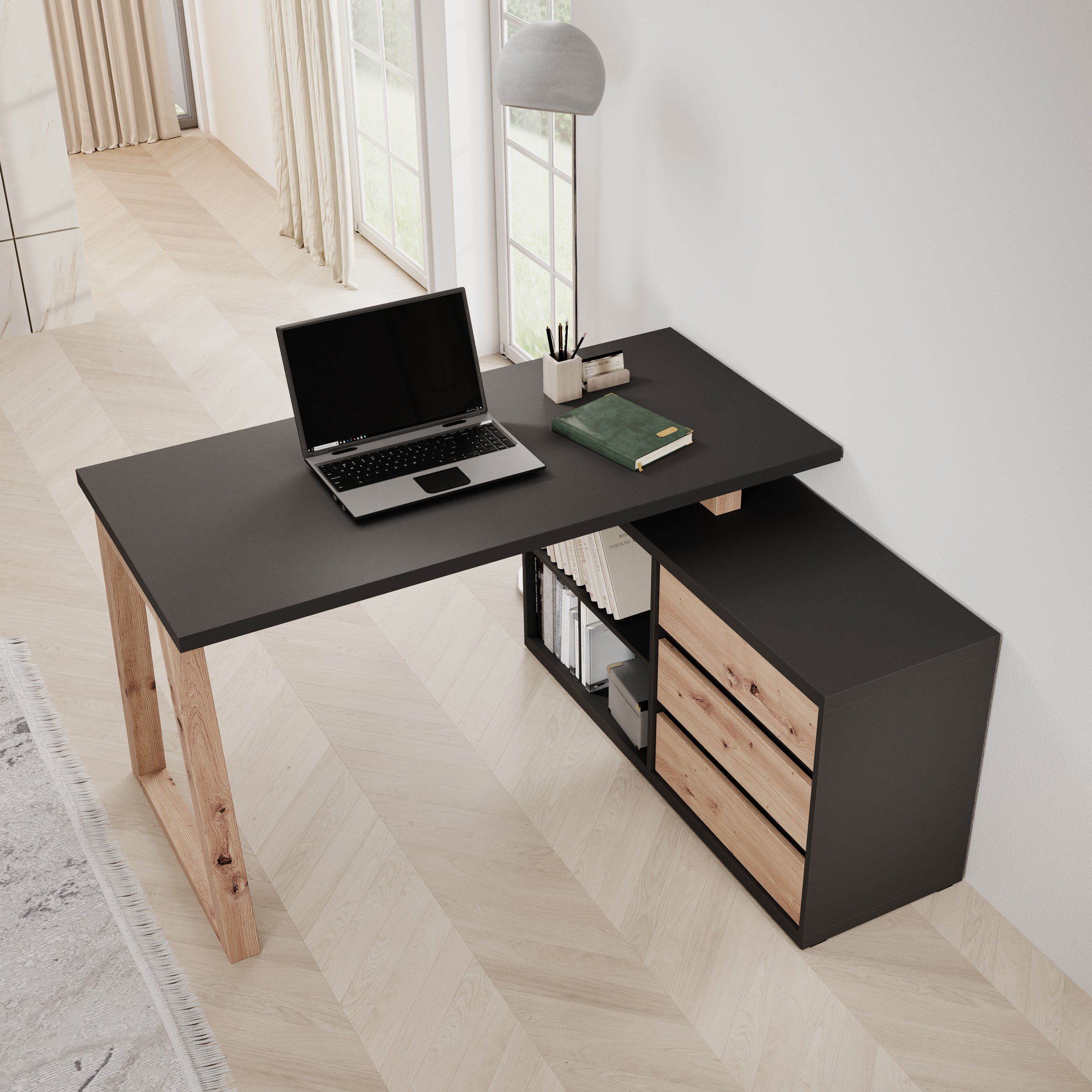 Ithaca 2 - Bureau - Zwart - 135x65x75 cm