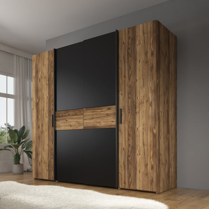 Jacob - Kledingkast - Zwart - Eiken - 209x61x195 cm