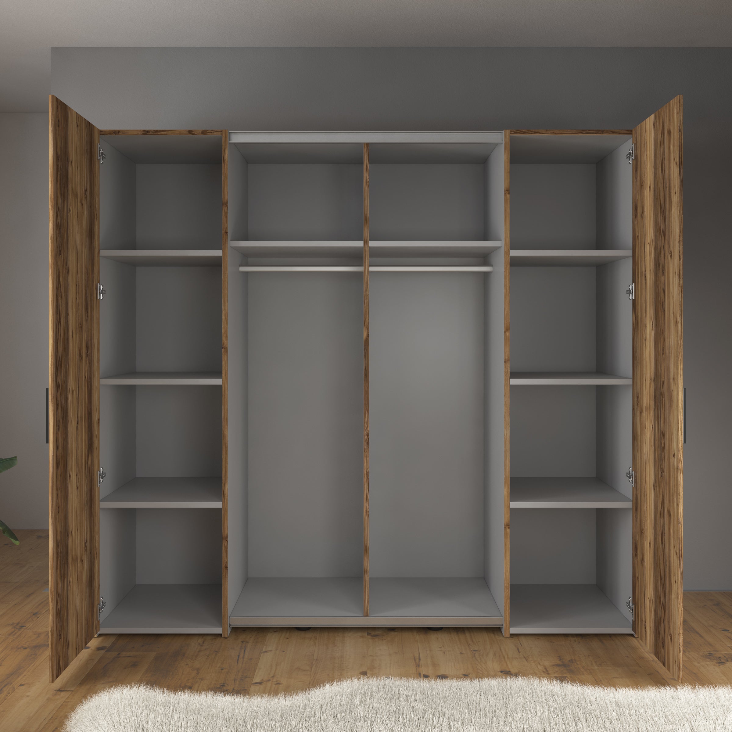 Jacob - Kledingkast - Zwart - Eiken - 209x61x195 cm