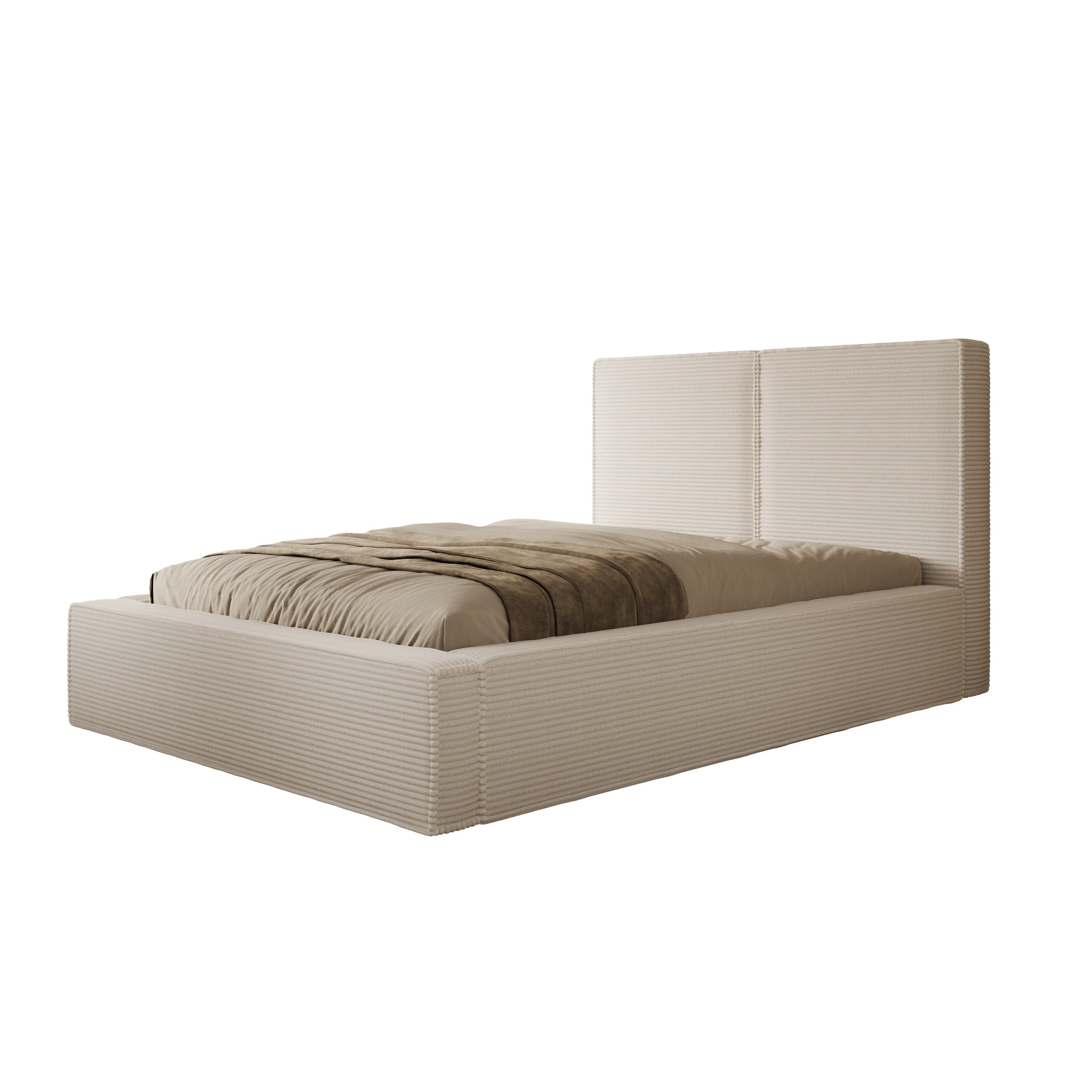 Jarviz - Tweepersoonsbed - Beige ribstof - 140x200 cm