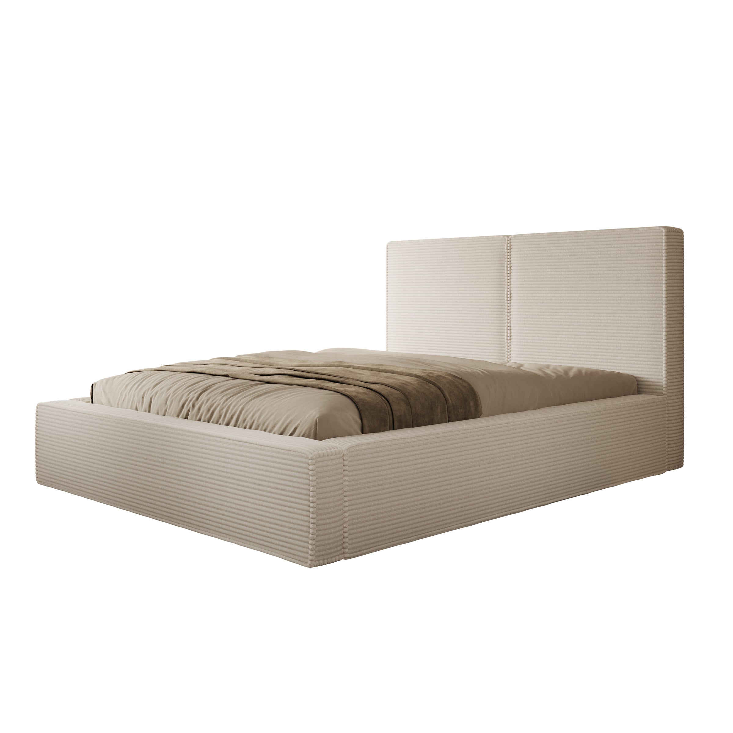 Jarviz - Tweepersoonsbed - Beige ribstof - 160x200 cm