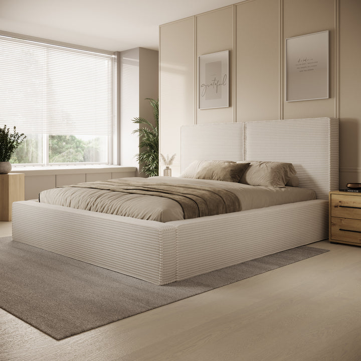 Jarviz - Tweepersoonsbed - Beige ribstof - 180x200 cm