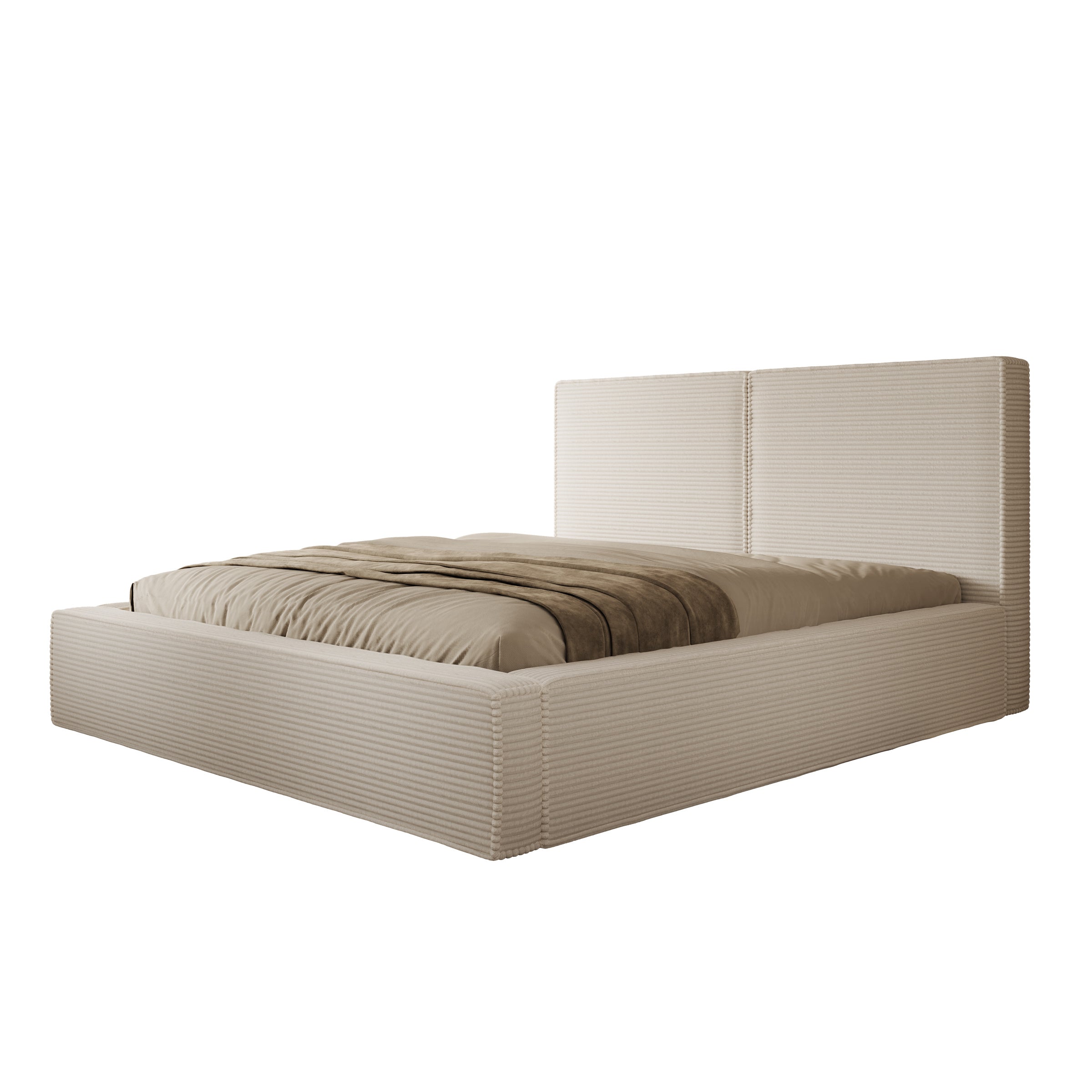 Jarviz - Tweepersoonsbed - Beige ribstof - 180x200 cm