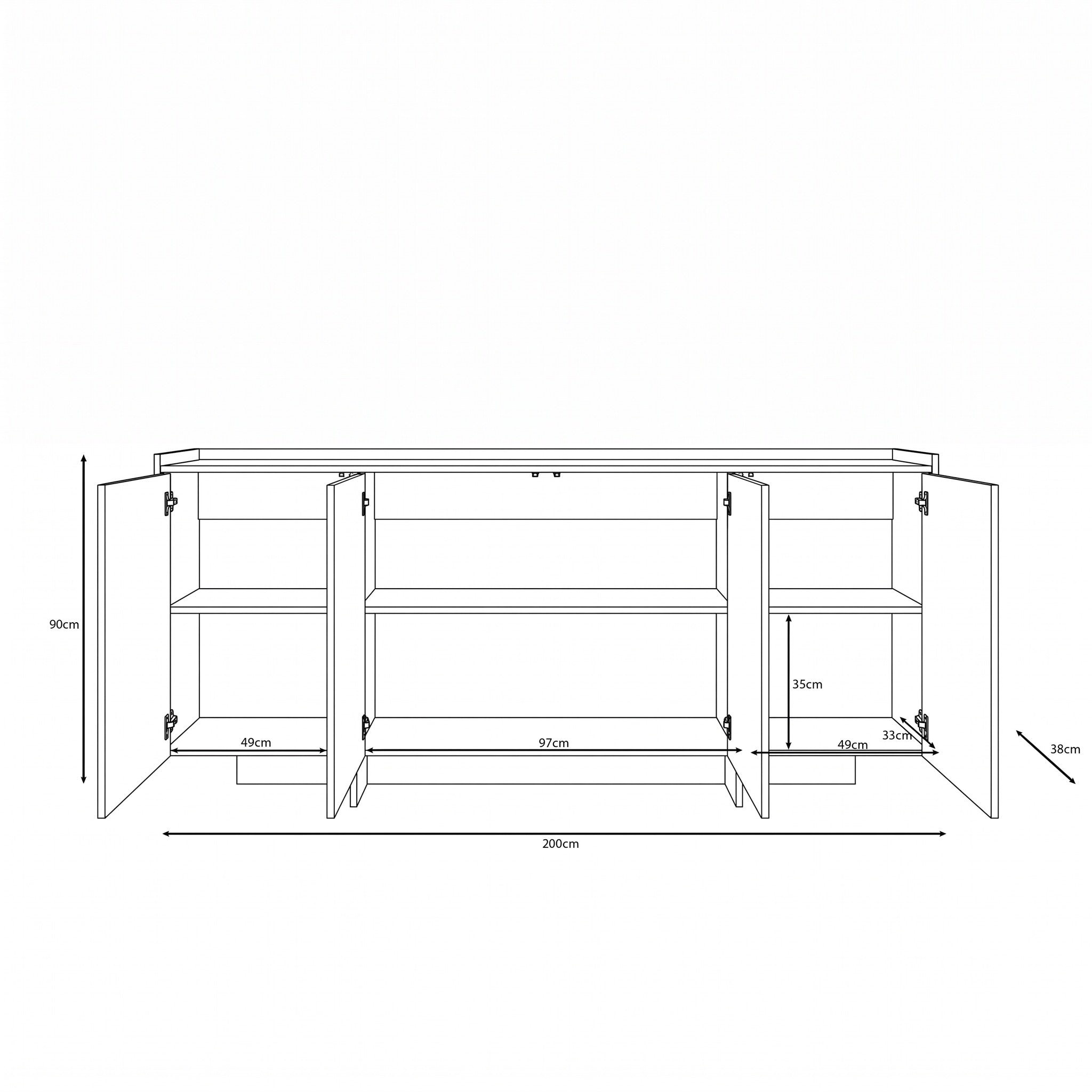 Jaxon - Dressoir - Donker eiken - 200x38x90 cm