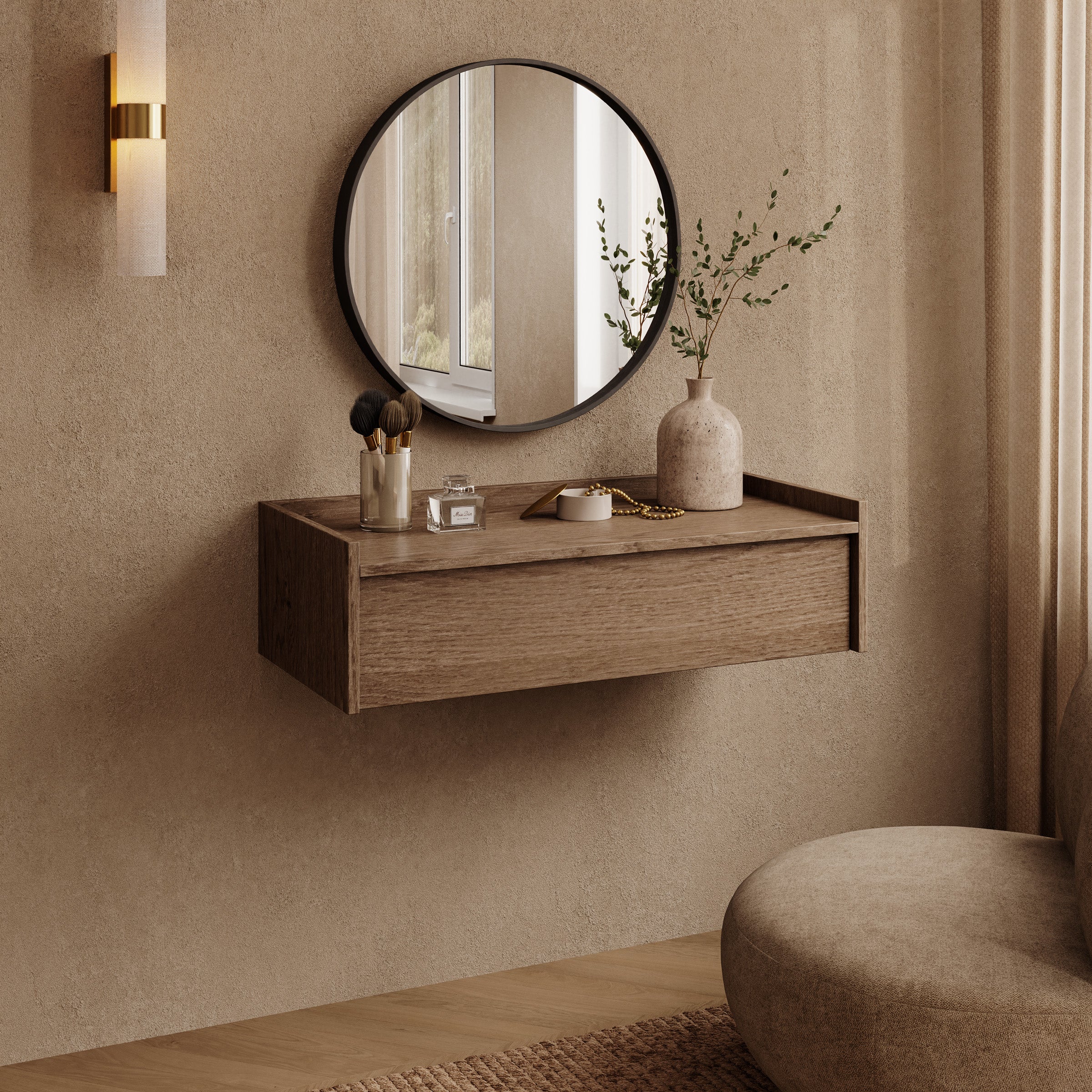 Jaxon - Kaptafel - Donker eikenpatroon - 80x34x22 cm