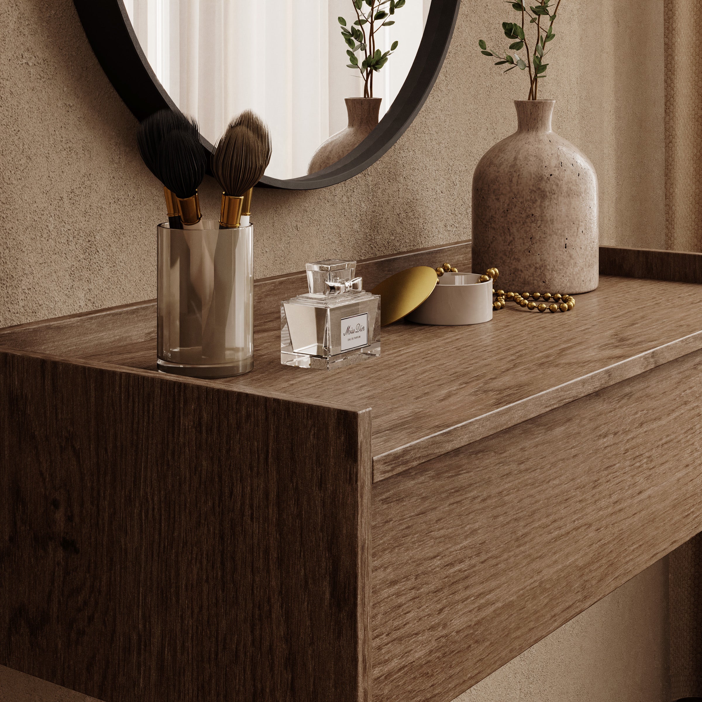 Jaxon - Kaptafel - Donker eikenpatroon - 80x34x22 cm