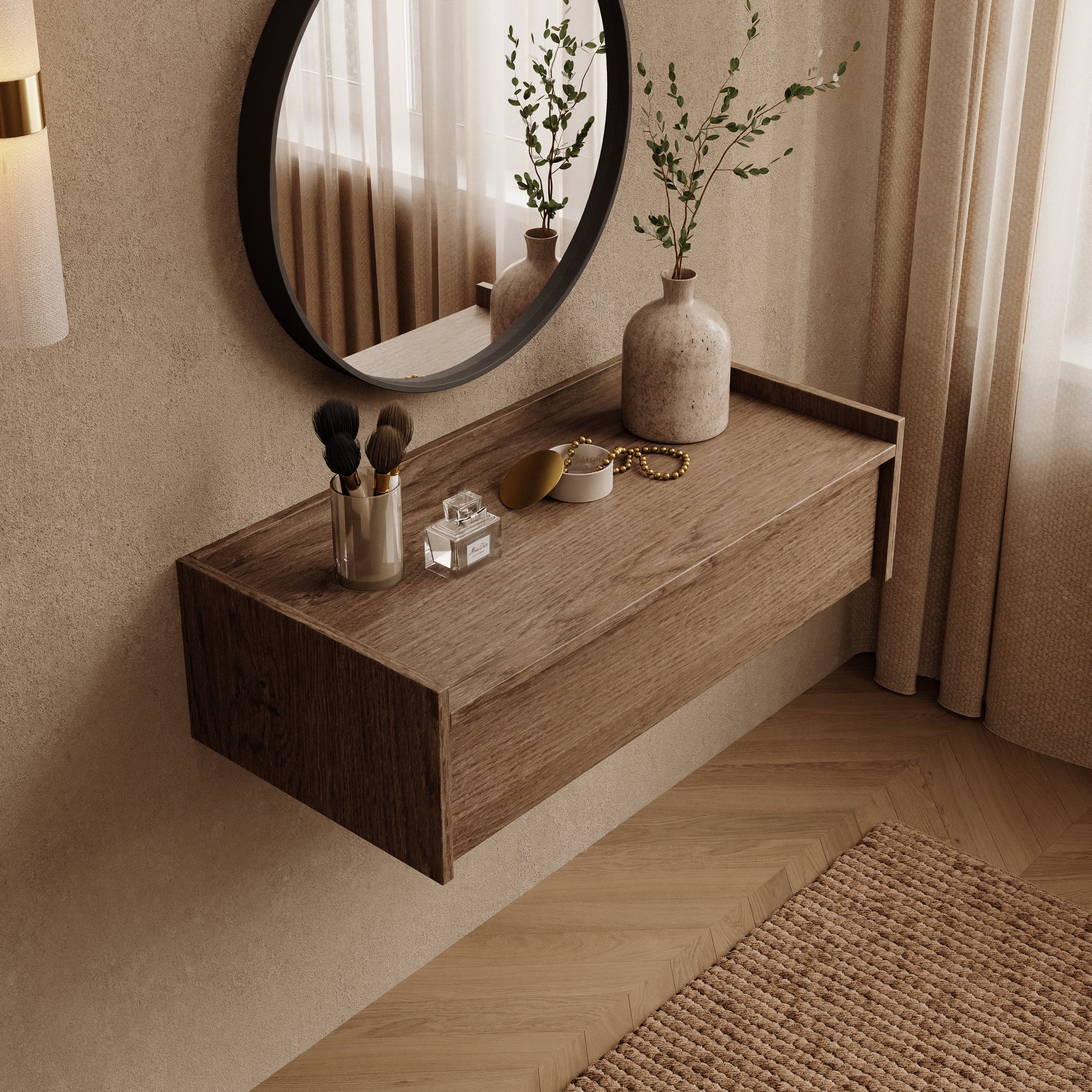 Jaxon - Kaptafel - Donker eikenpatroon - 80x34x22 cm