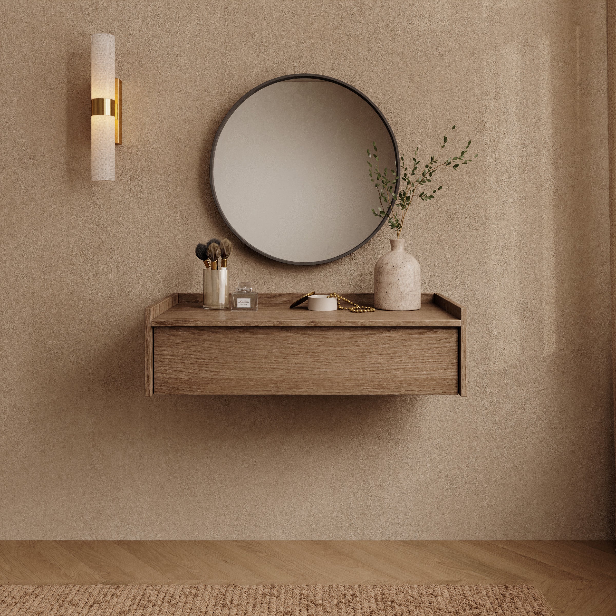 Jaxon - Kaptafel - Donker eikenpatroon - 80x34x22 cm