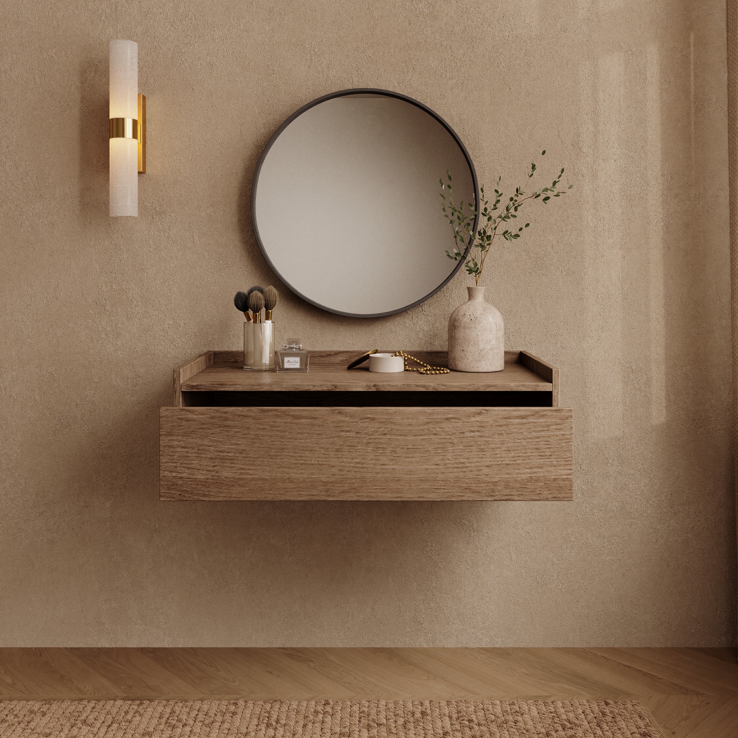 Jaxon - Kaptafel - Donker eikenpatroon - 80x34x22 cm