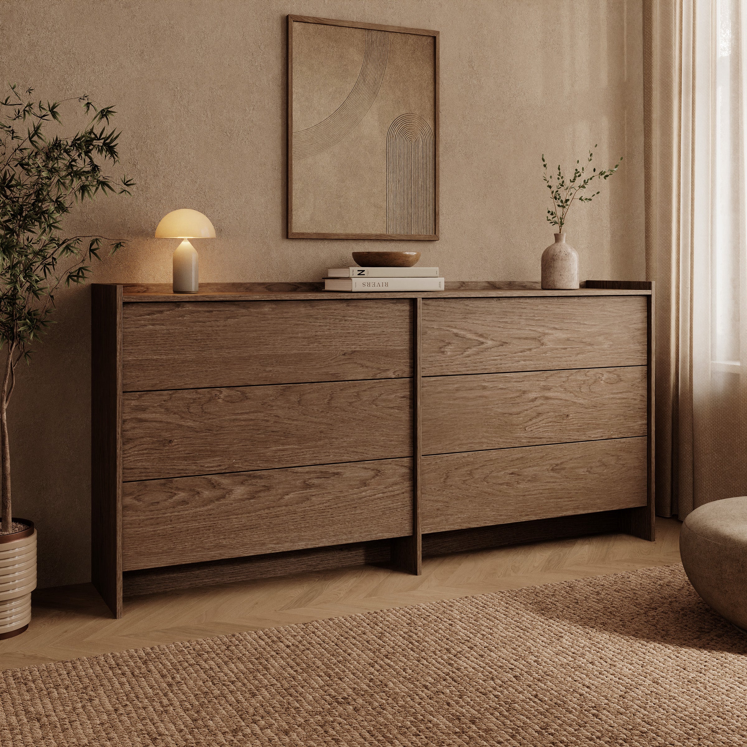 Jaxon - Ladekast - Donker eikenpatroon - 184x38x90 cm
