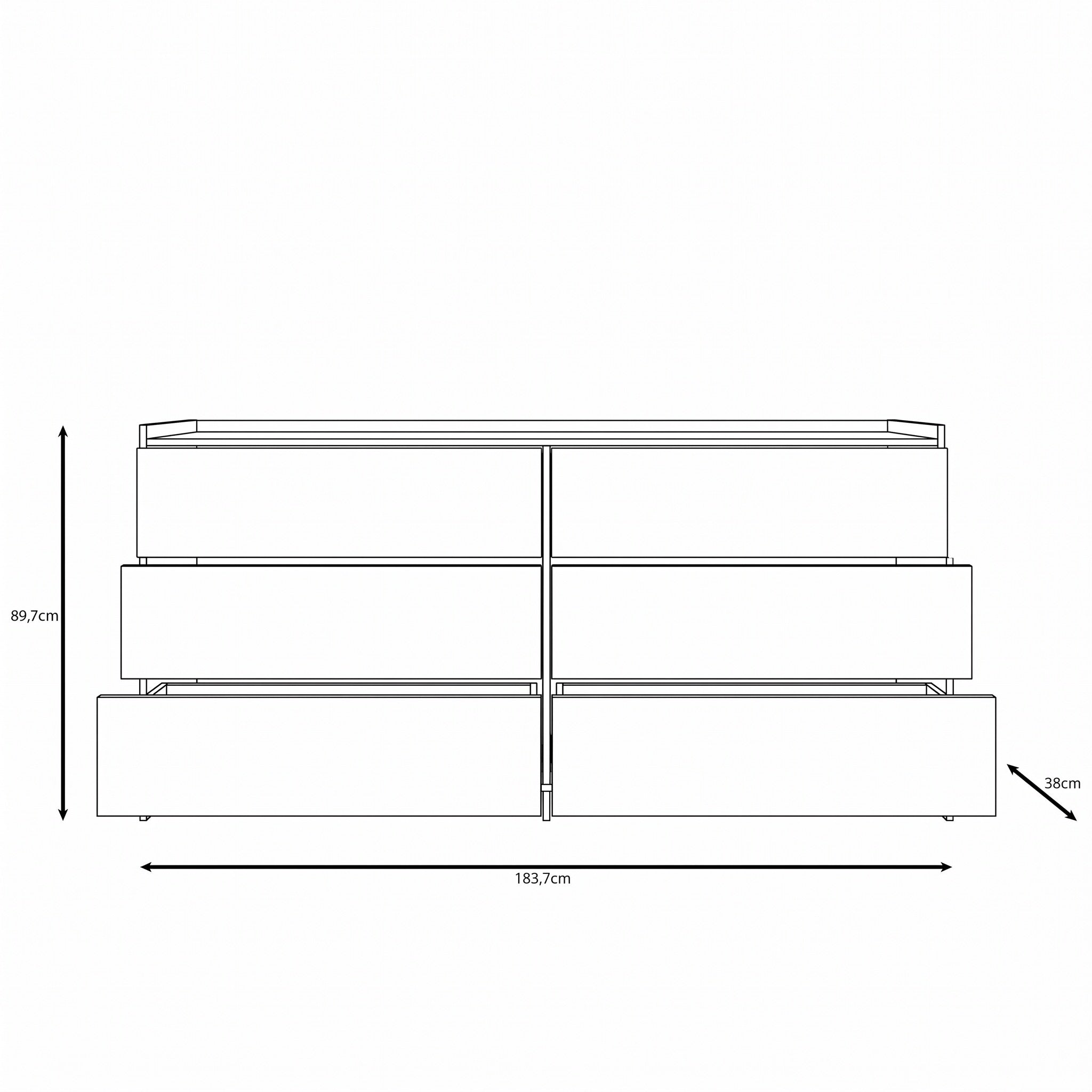 Jaxon - Ladekast - Donker eikenpatroon - 184x38x90 cm