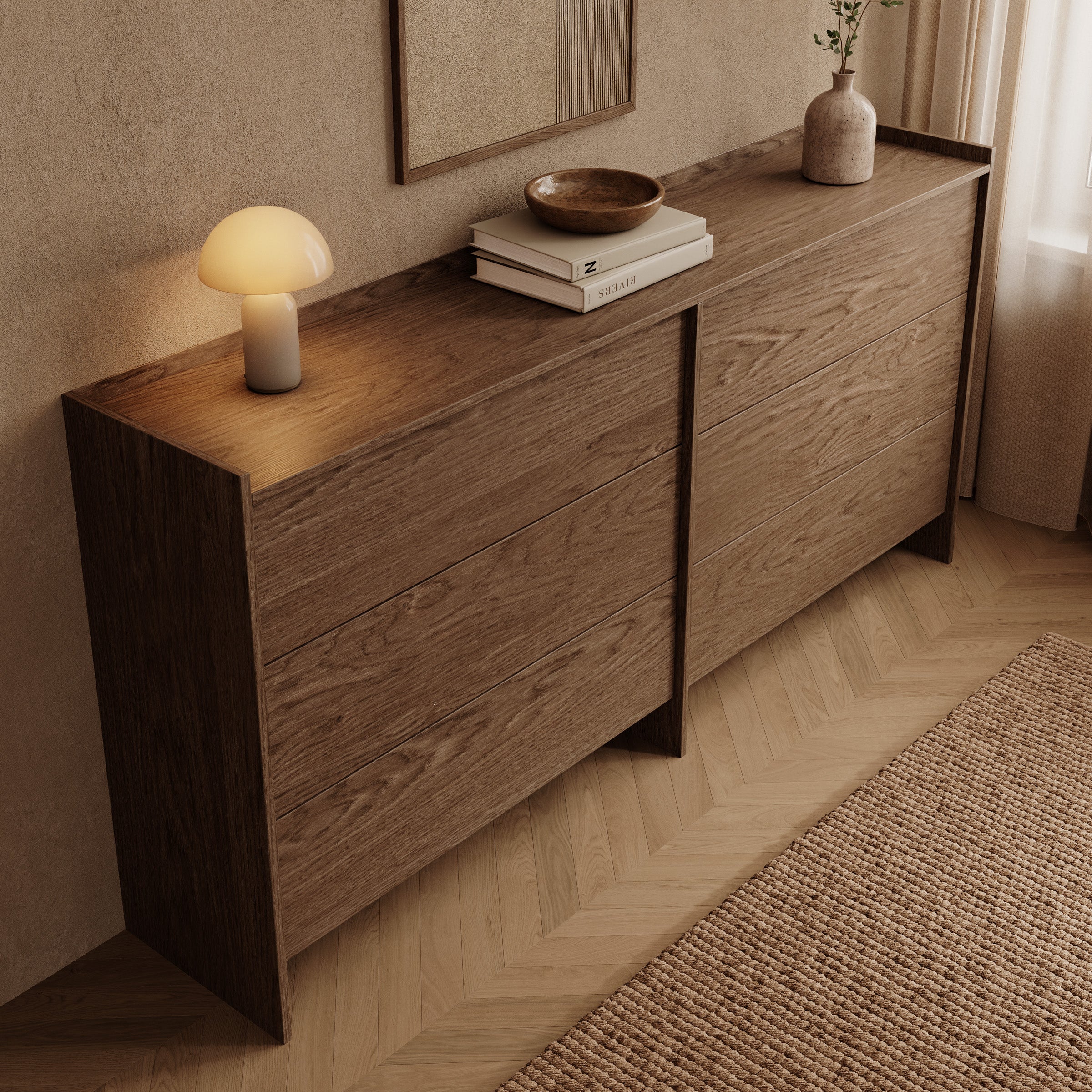 Jaxon - Ladekast - Donker eikenpatroon - 184x38x90 cm