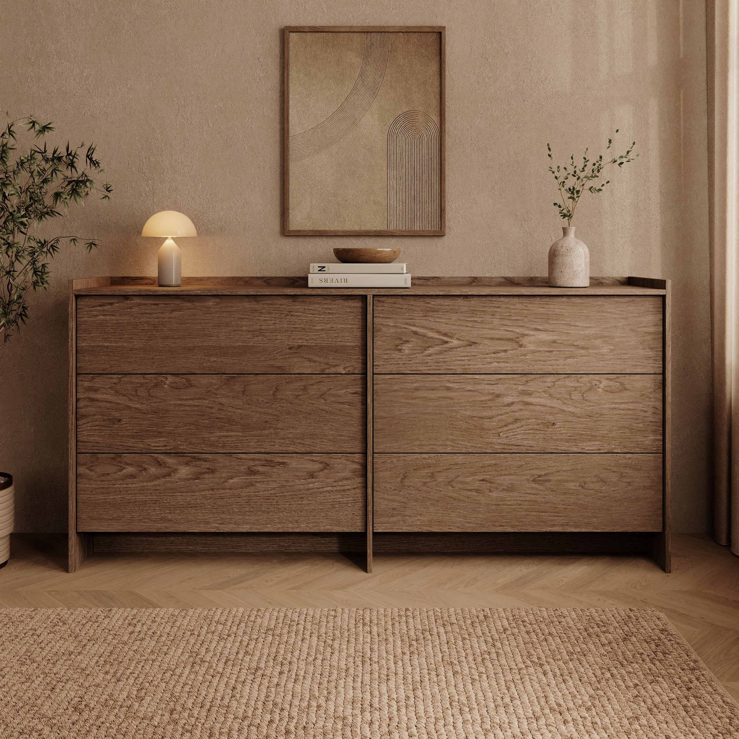 Jaxon - Ladekast - Donker eikenpatroon - 184x38x90 cm