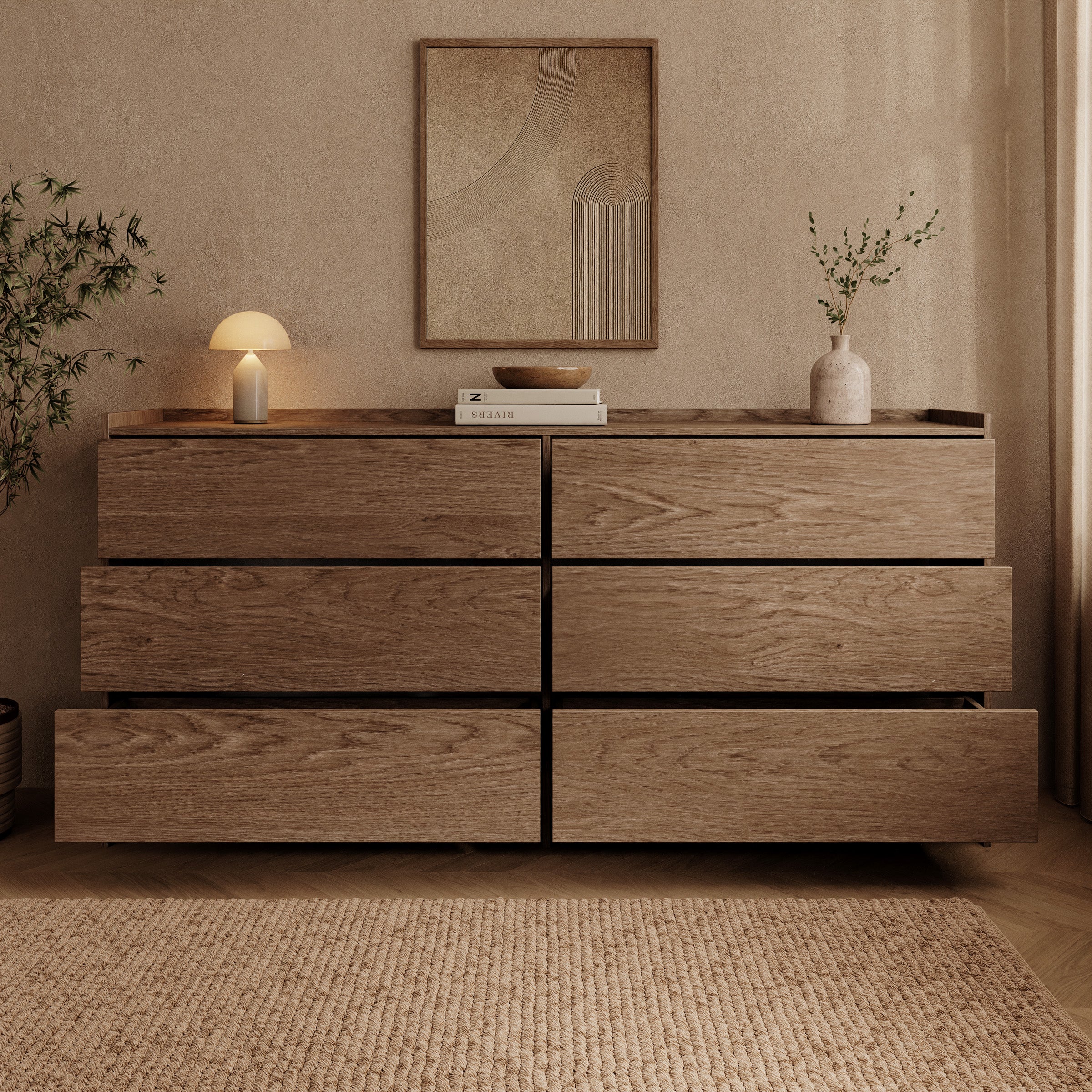 Jaxon - Ladekast - Donker eikenpatroon - 184x38x90 cm