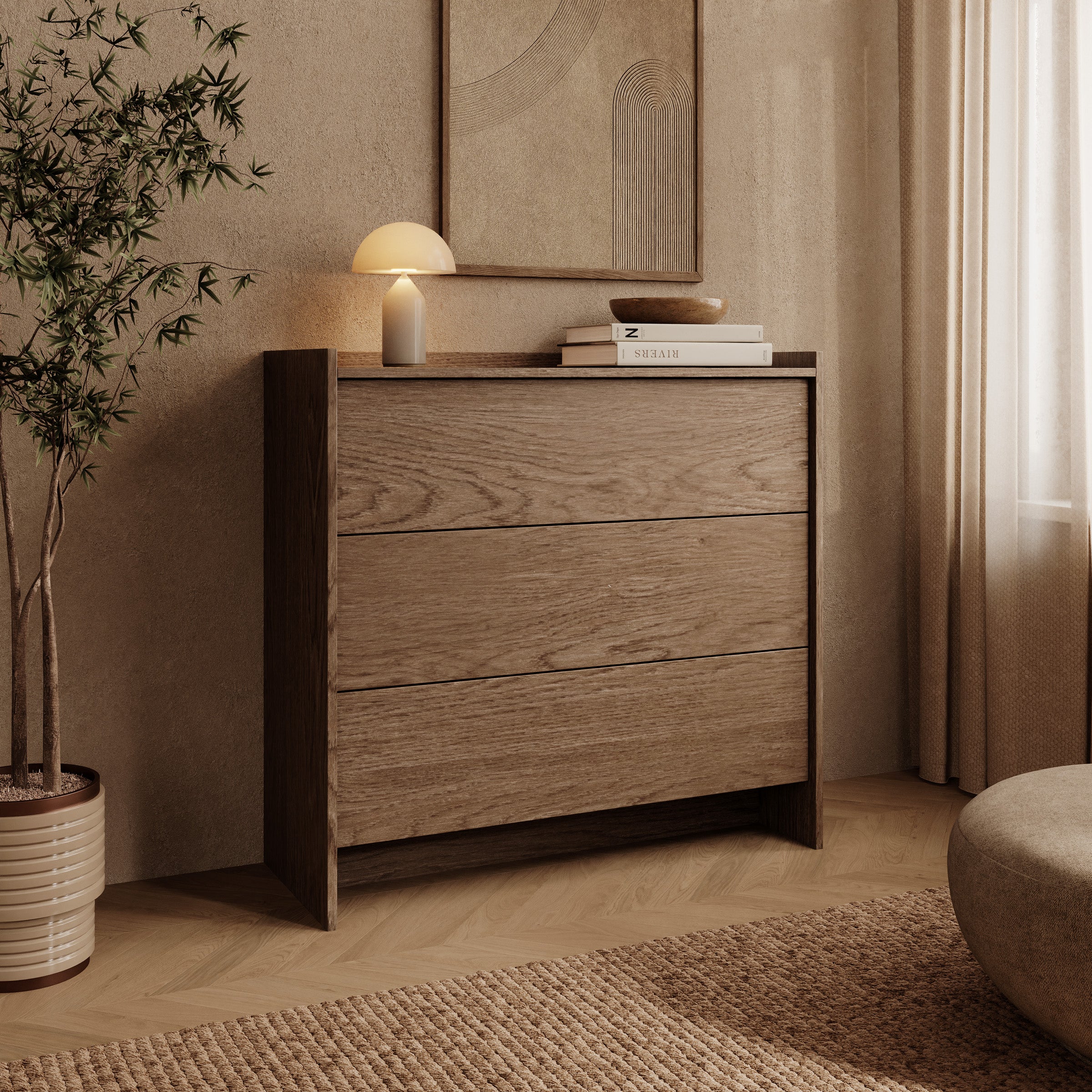 Jaxon - Ladekast - Donker eikenpatroon - 93x38x90 cm