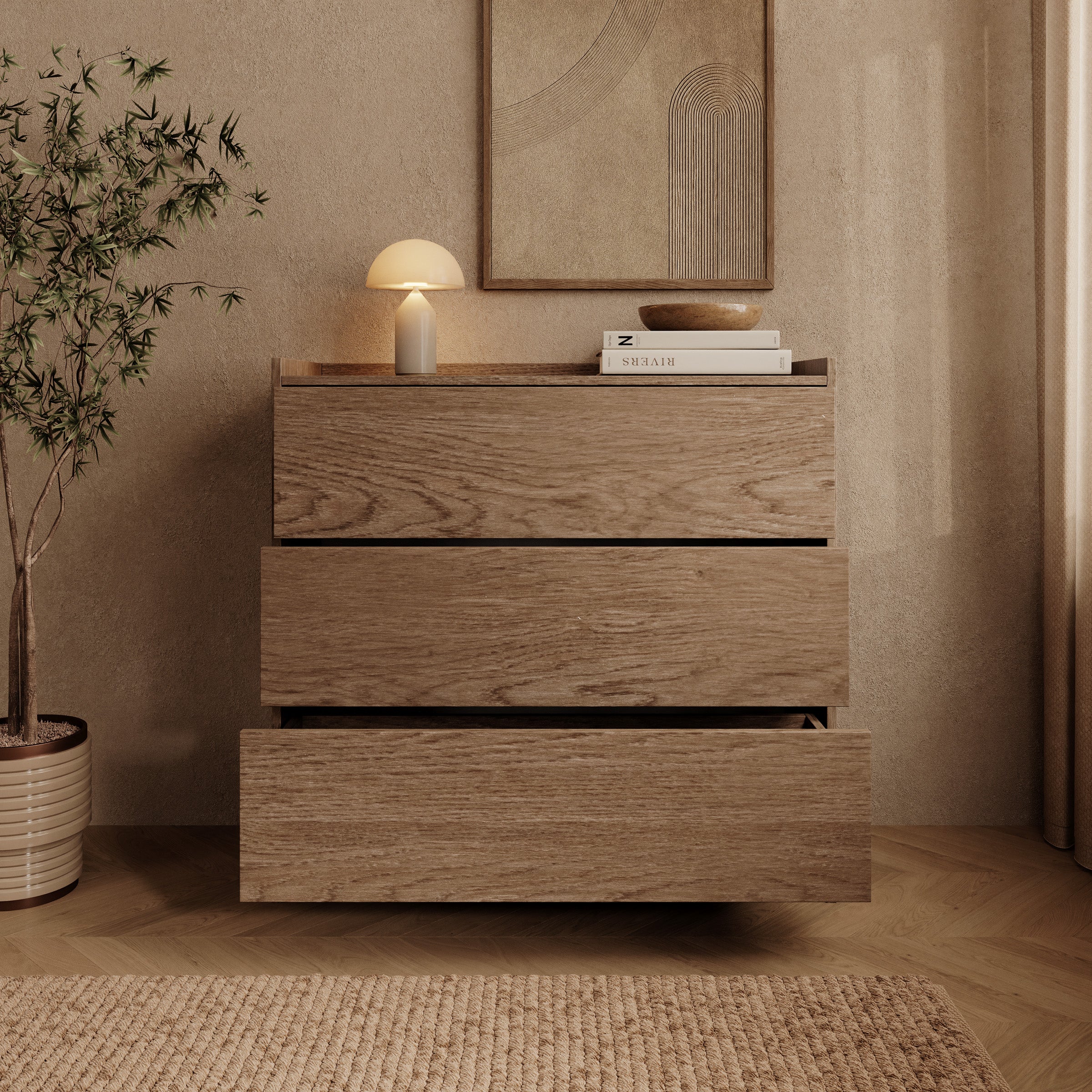 Jaxon - Ladekast - Donker eikenpatroon - 93x38x90 cm