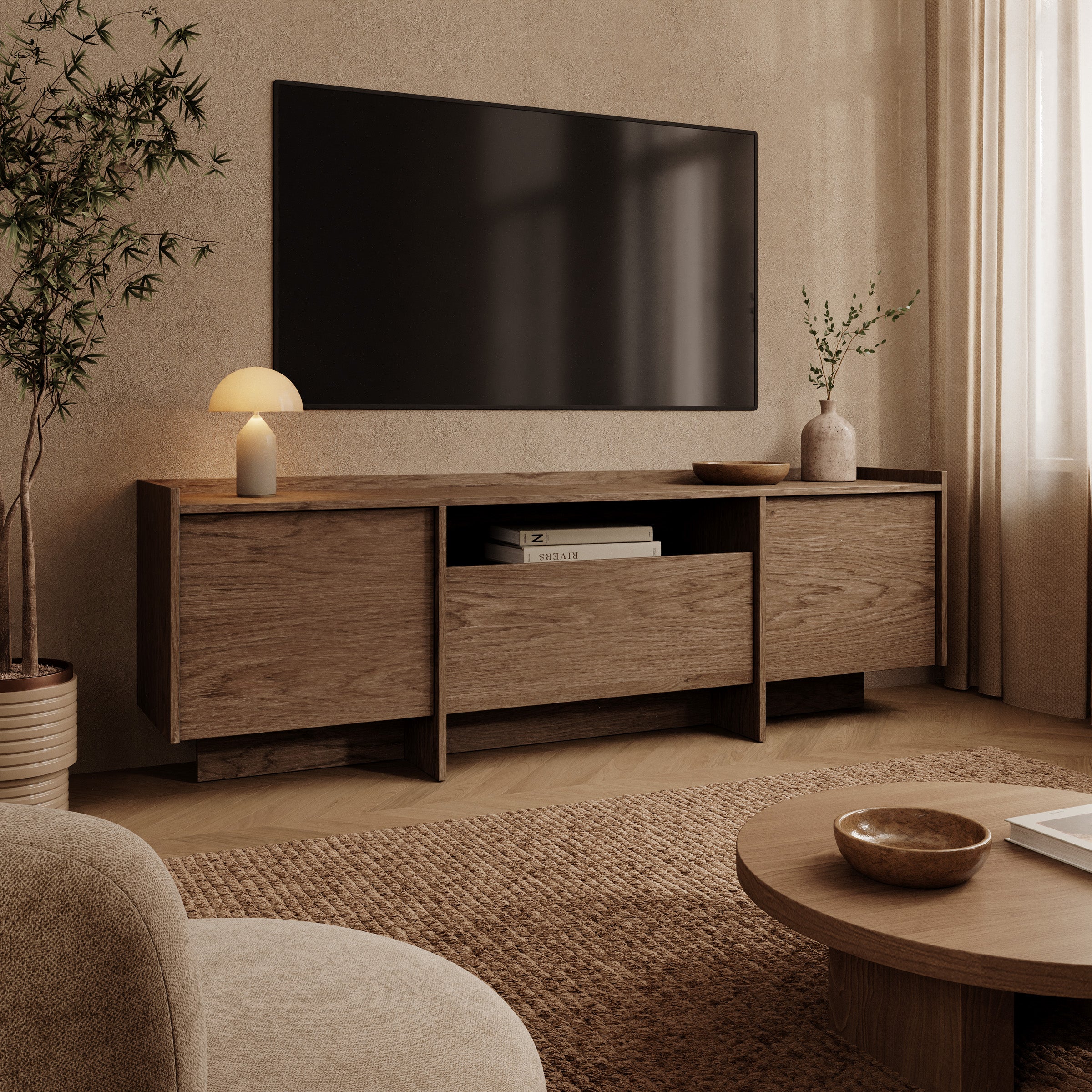 Jaxon - TV-Meubel - Donker eikenpatroon - 175x38x57 cm
