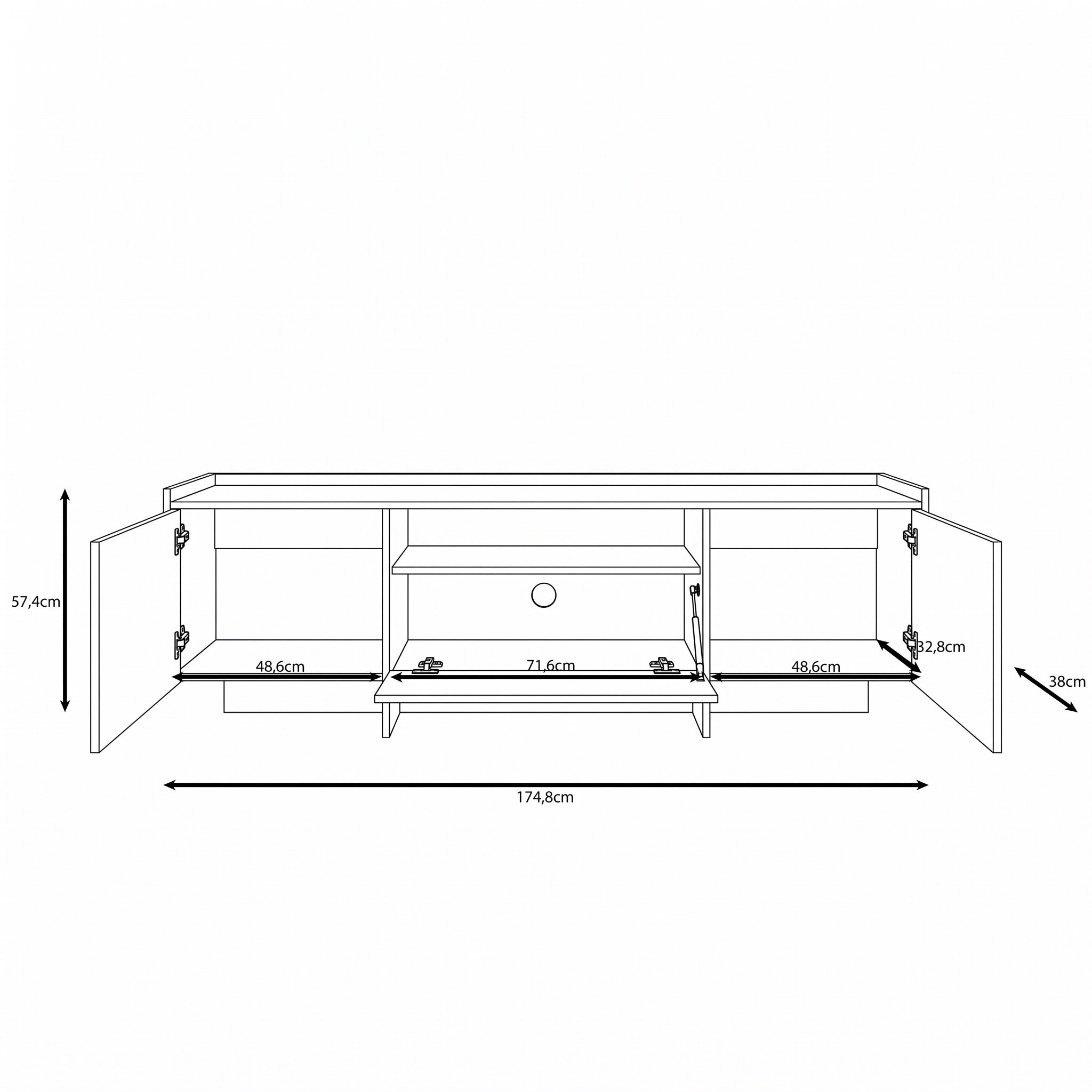 Jaxon - TV-Meubel - Donker eikenpatroon - 175x38x57 cm