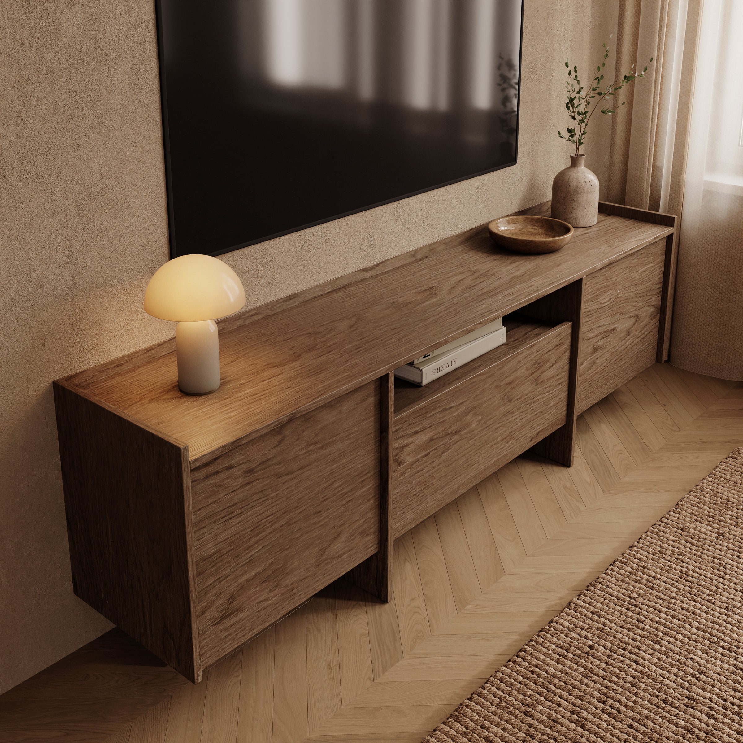 Jaxon - TV-Meubel - Donker eikenpatroon - 175x38x57 cm