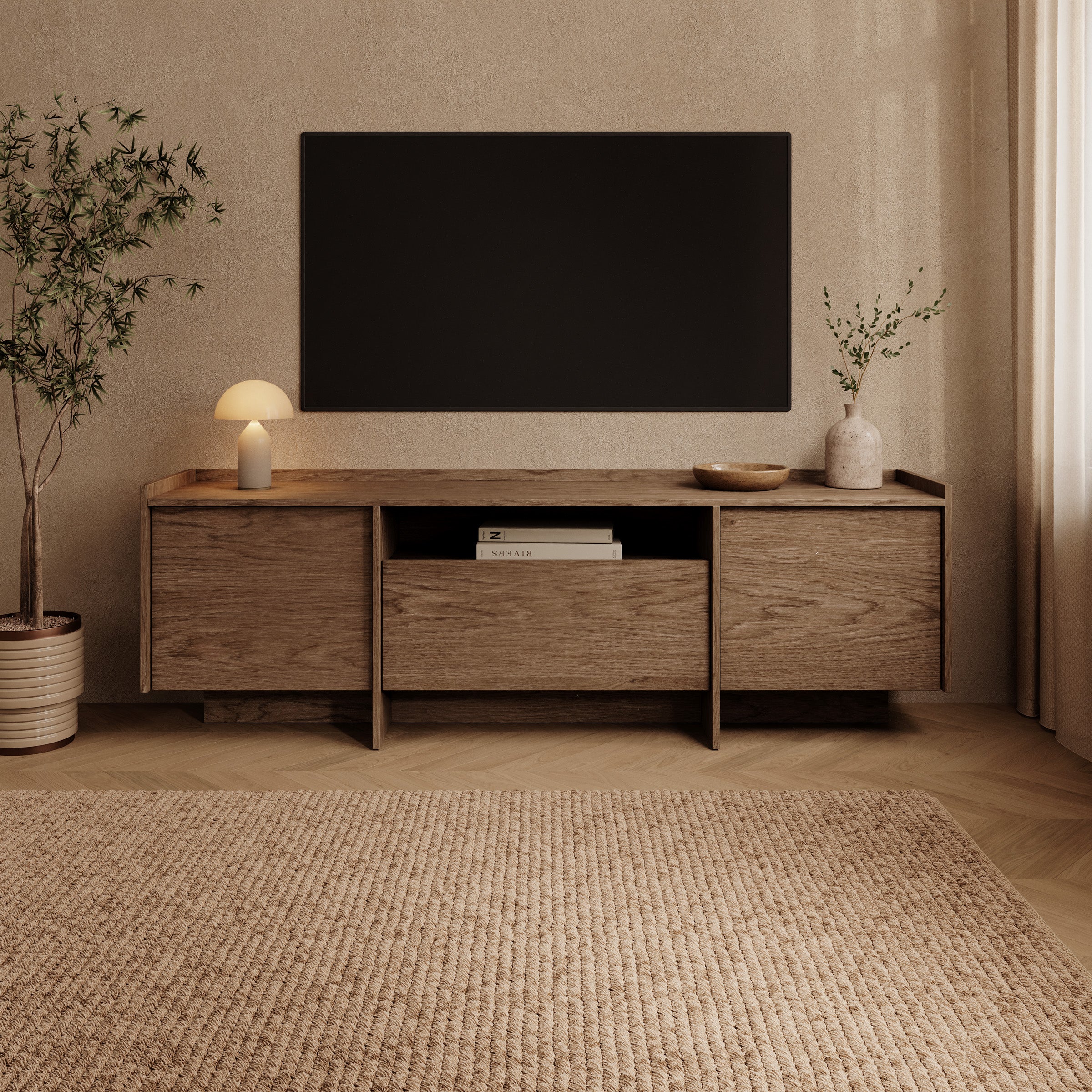 Jaxon - TV-Meubel - Donker eikenpatroon - 175x38x57 cm