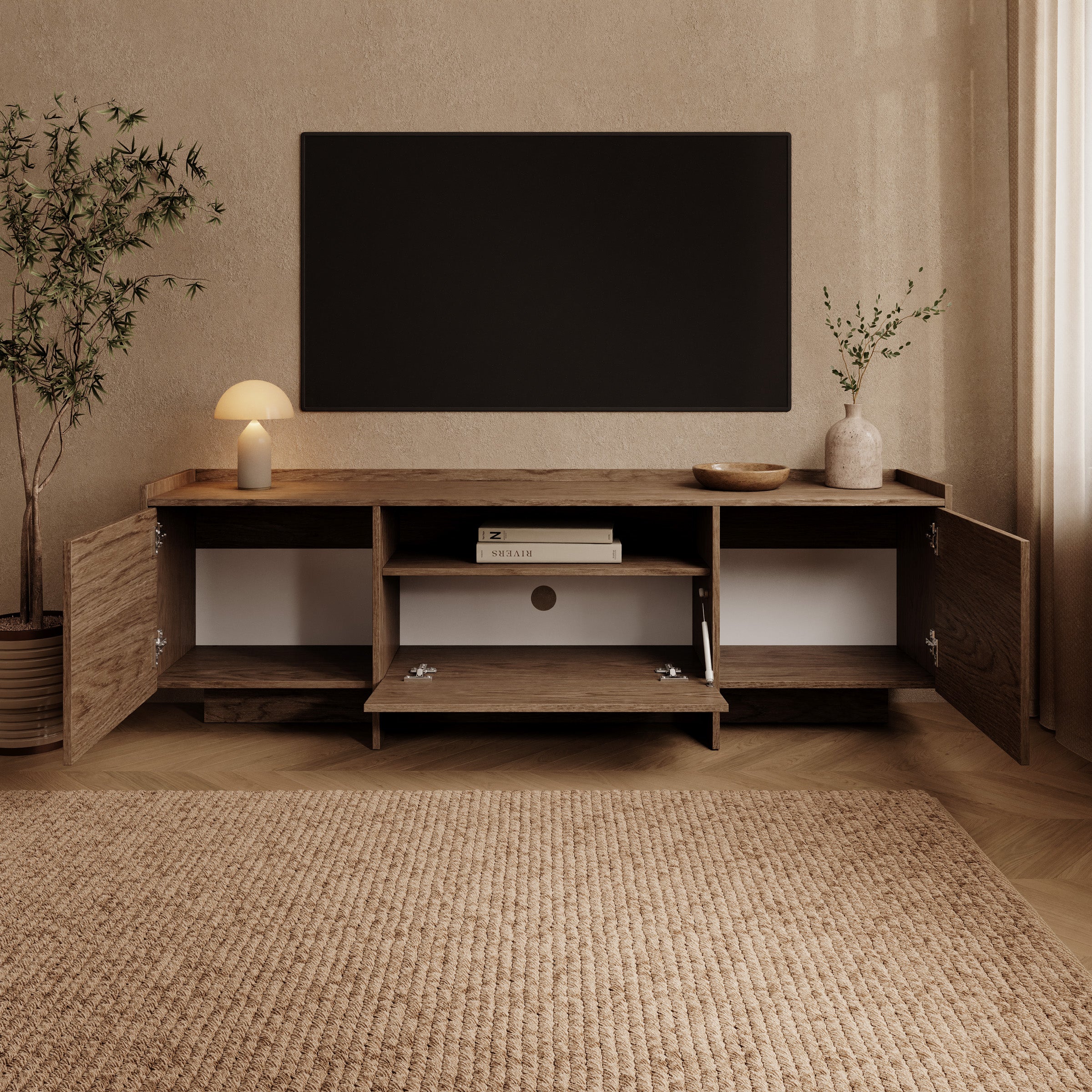 Jaxon - TV-Meubel - Donker eikenpatroon - 175x38x57 cm