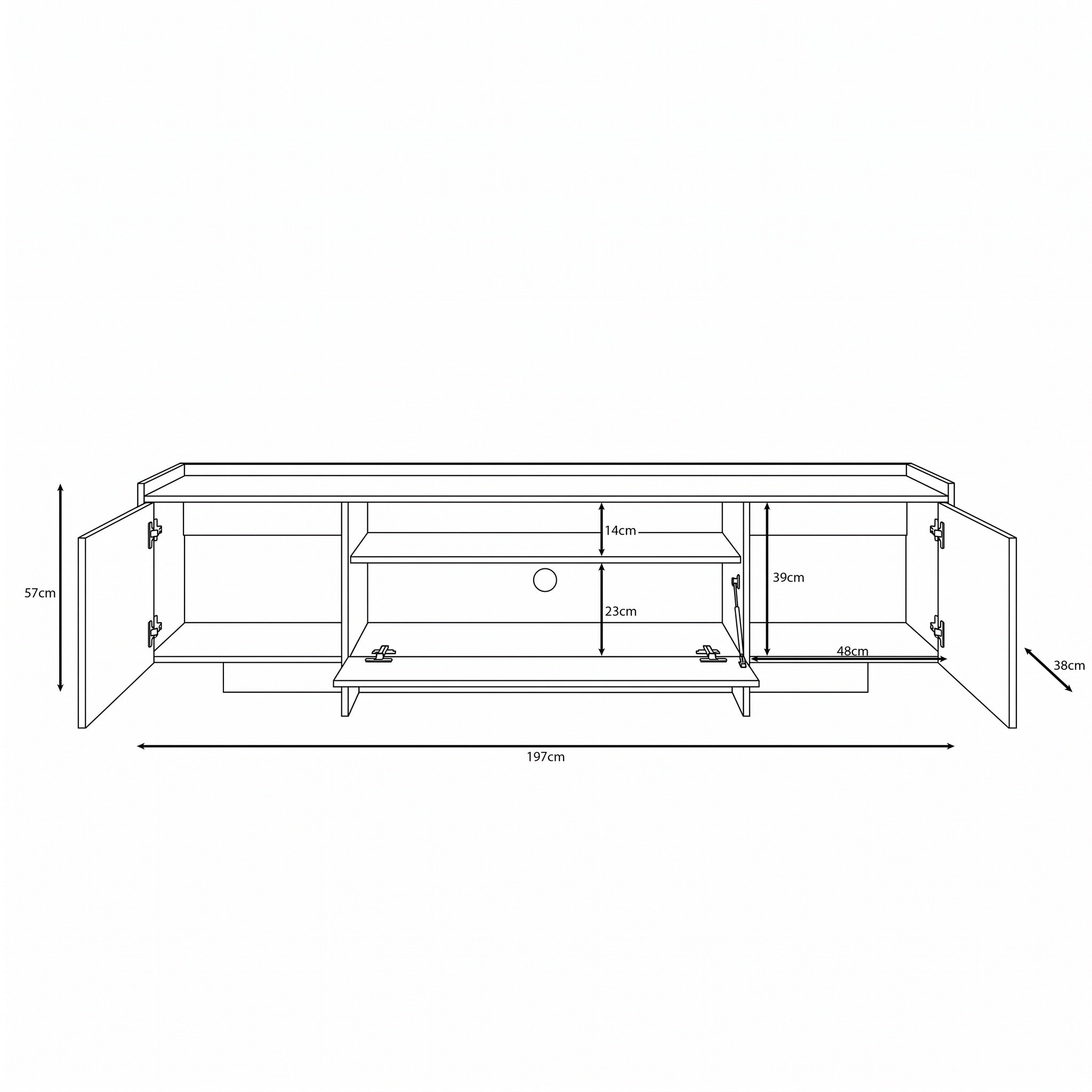 Jaxon - TV-Meubel - Donker eiken - 197x38x57 cm