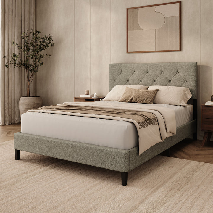 Jorell - Tweepersoonsbed - Stof beige - 140x200 cm