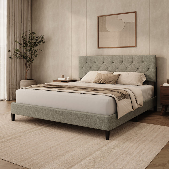 Jorell - Tweepersoonsbed - Stof beige - 180x200 cm