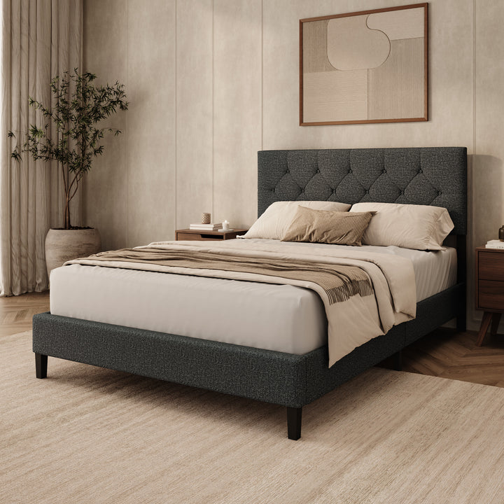 Jorell - Tweepersoonsbed - Stof zwart - 140x200 cm
