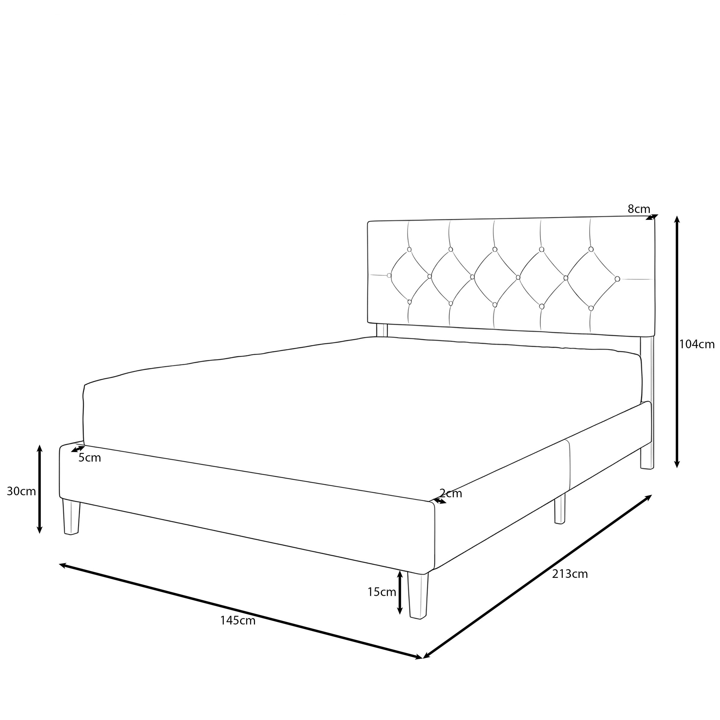 Jorell - Tweepersoonsbed - Stof zwart - 140x200 cm