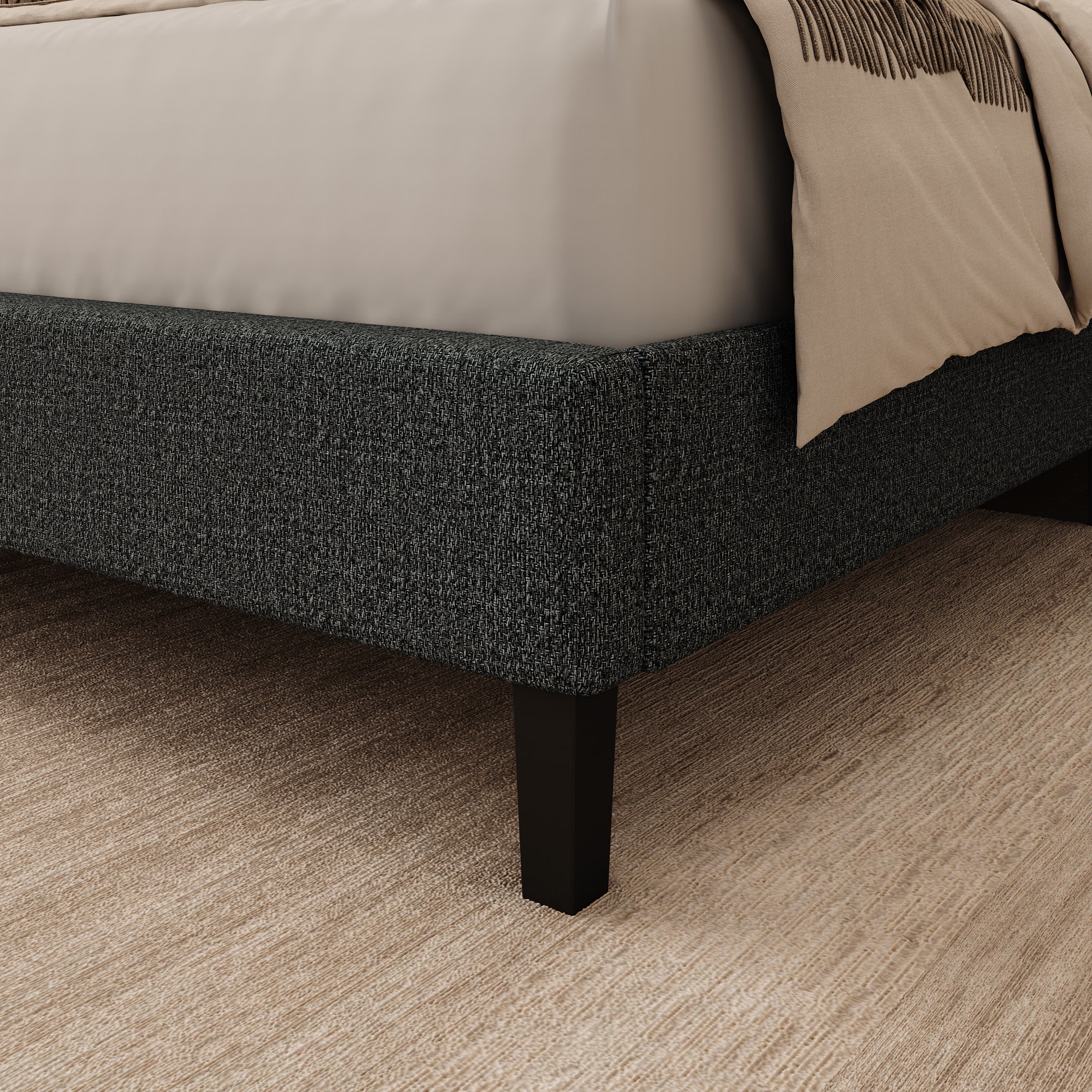 Jorell - Tweepersoonsbed - Stof zwart - 140x200 cm