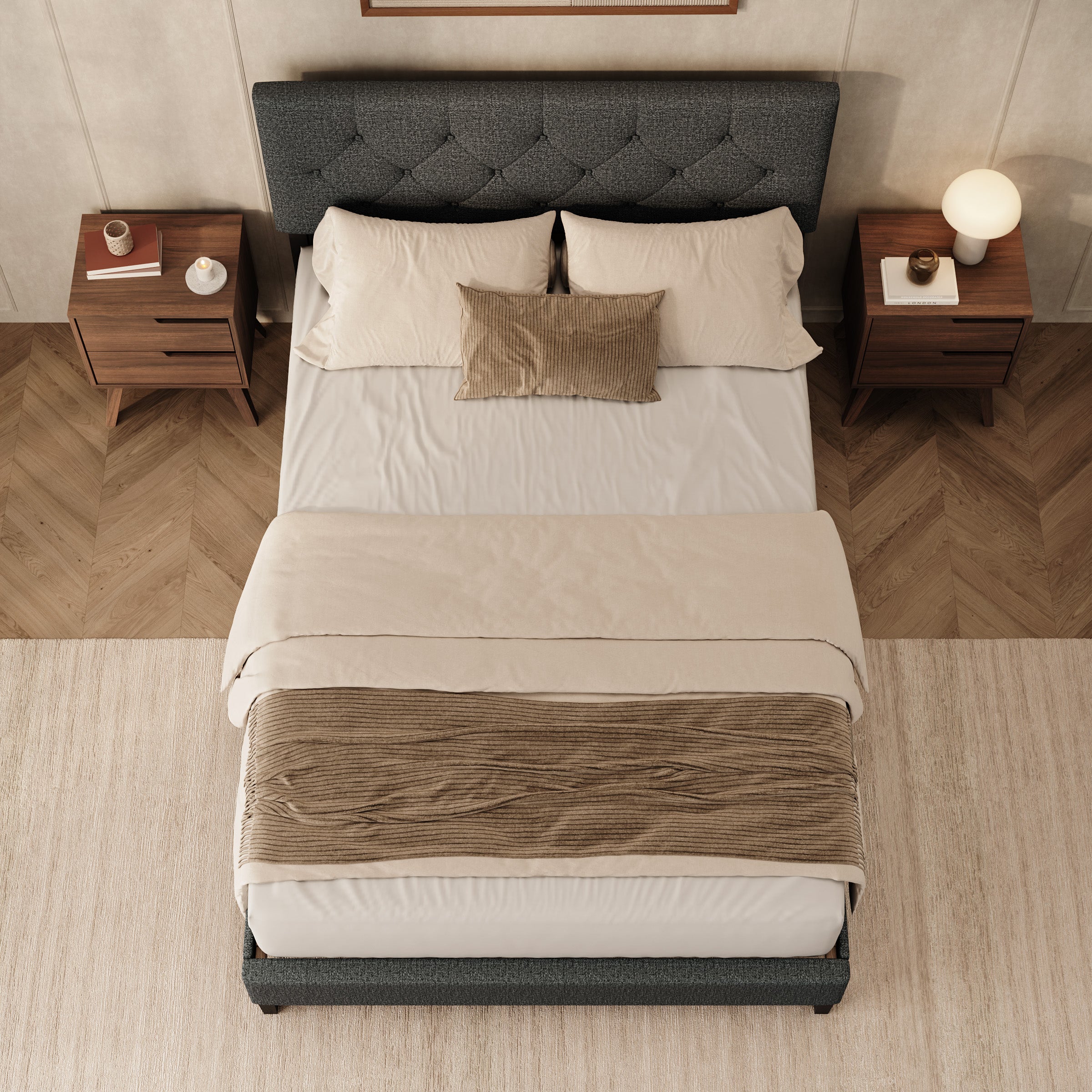 Jorell - Tweepersoonsbed - Stof zwart - 140x200 cm