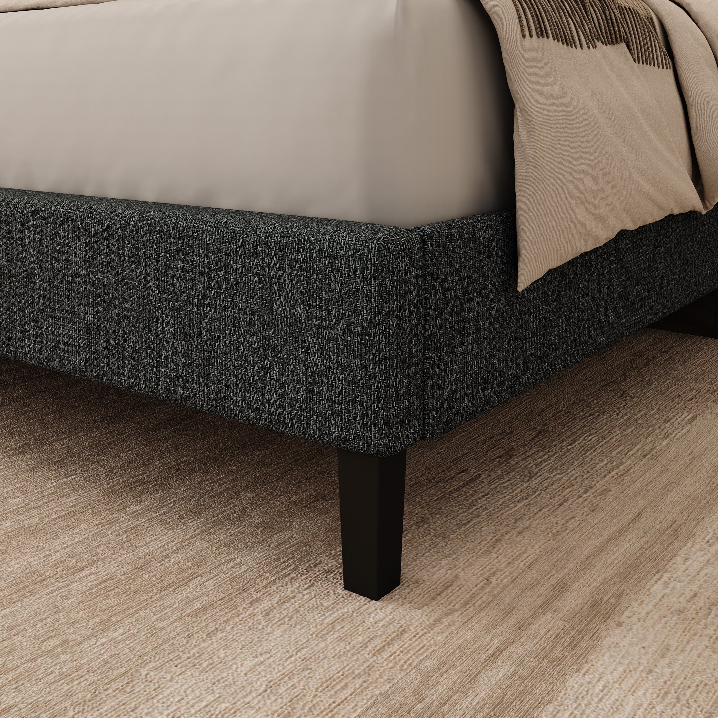 Jorell - Tweepersoonsbed - Stof zwart - 160x200 cm