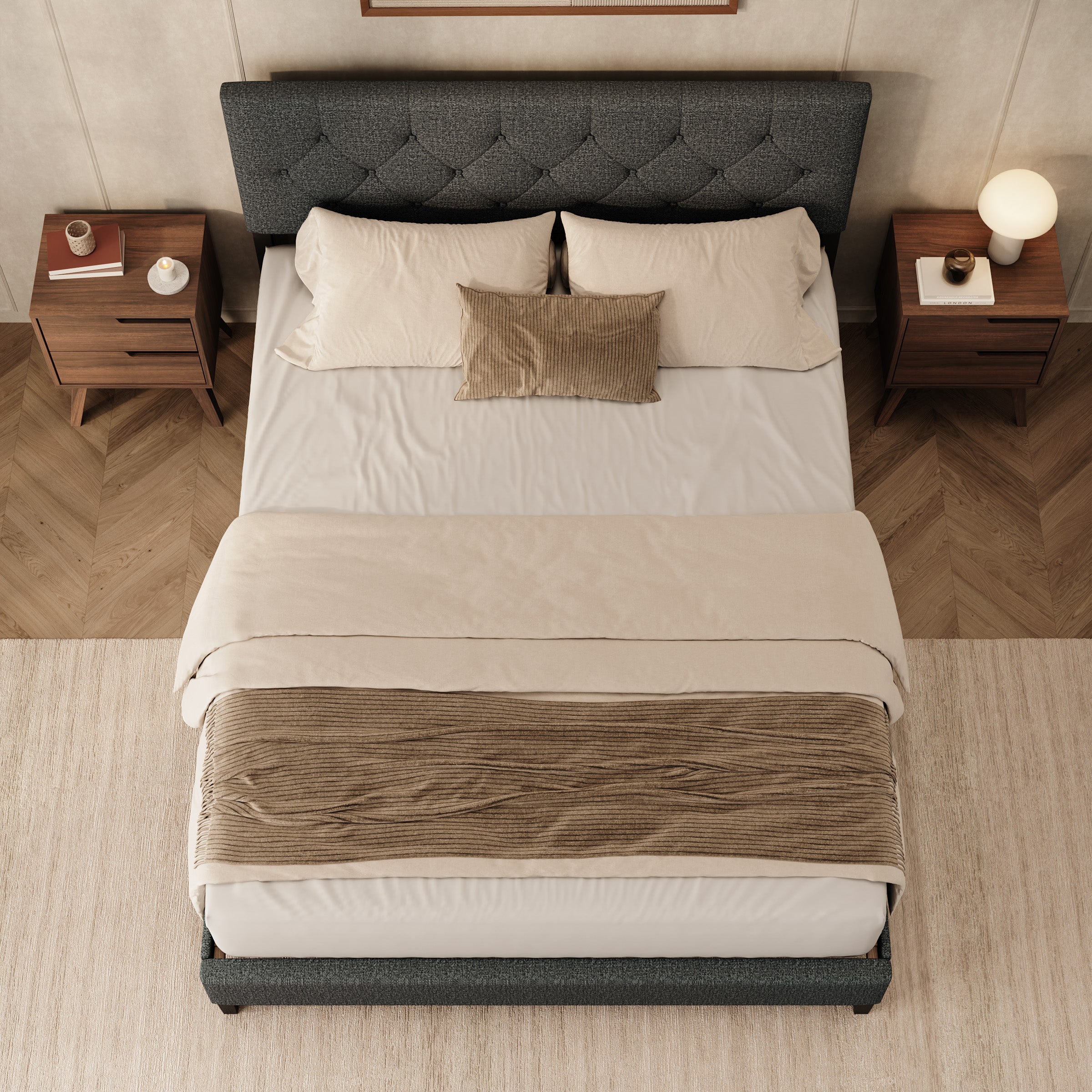 Jorell - Tweepersoonsbed - Stof zwart - 160x200 cm