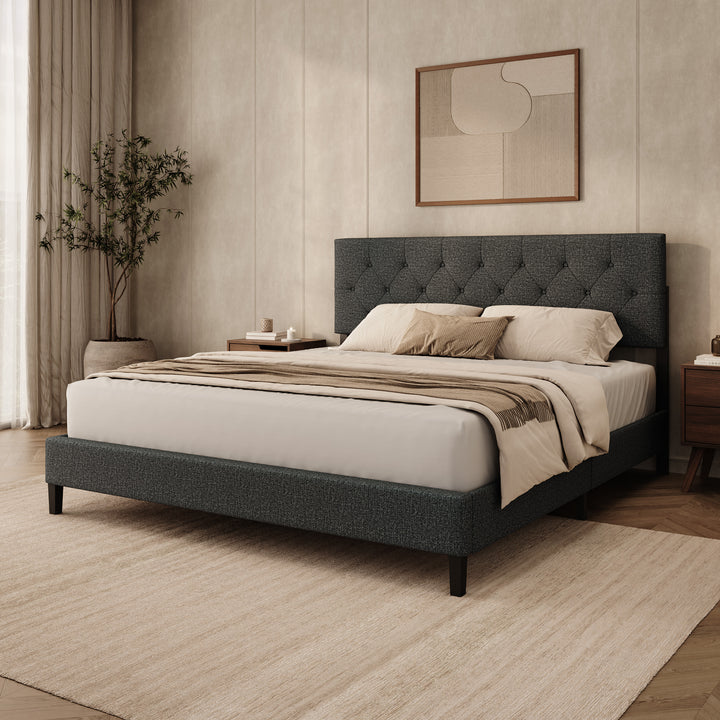 Jorell - Tweepersoonsbed - Stof zwart - 180x200 cm