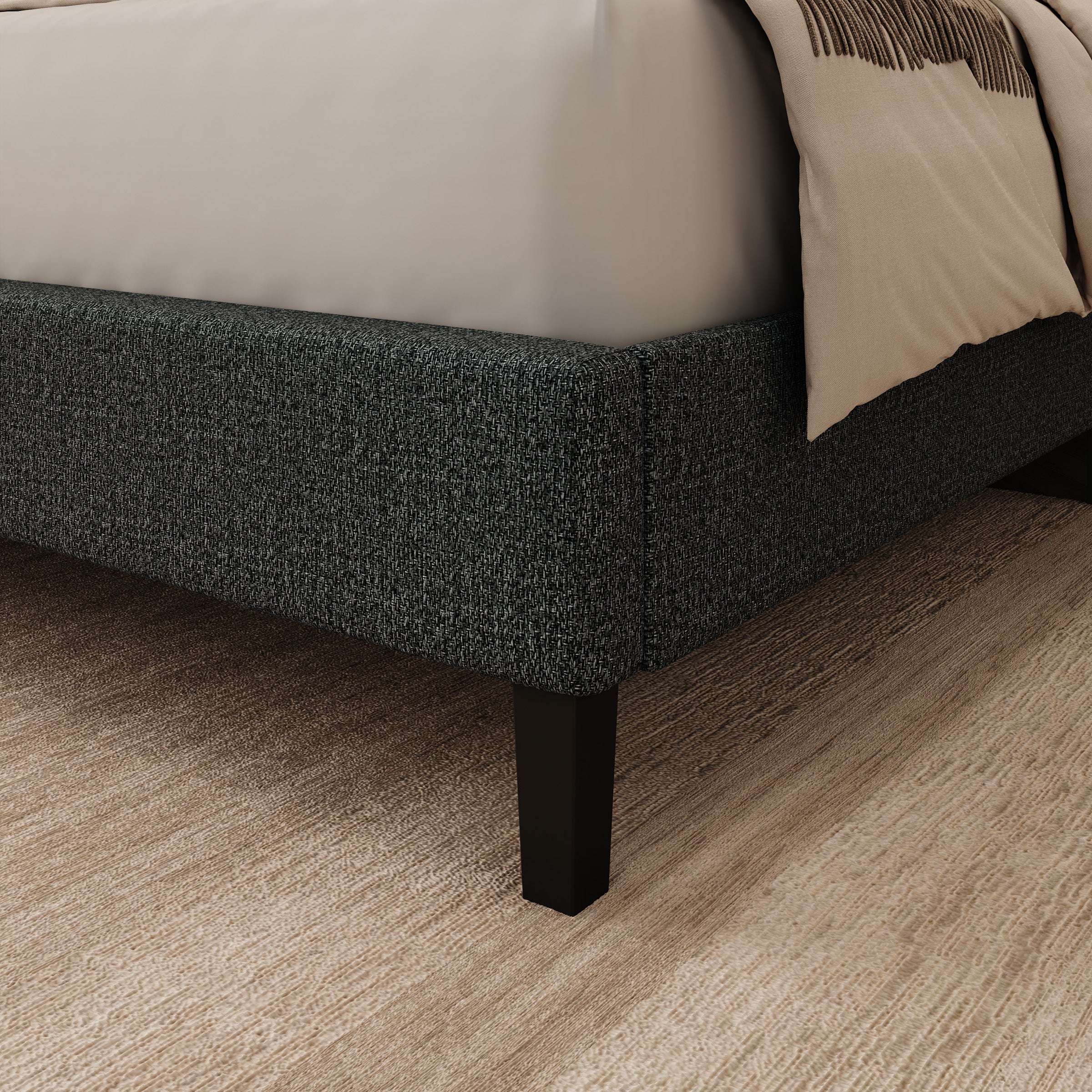 Jorell - Tweepersoonsbed - Stof zwart - 180x200 cm