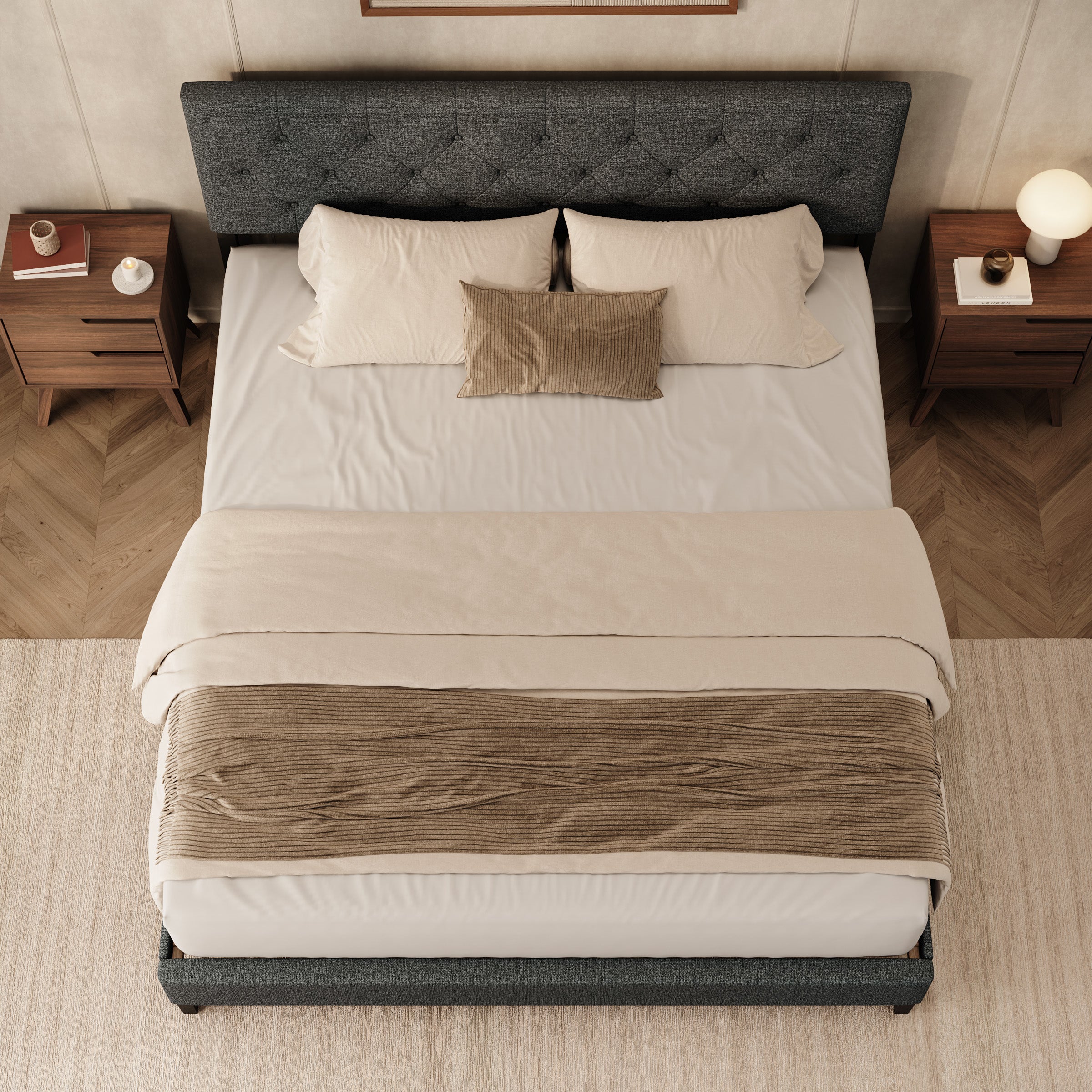 Jorell - Tweepersoonsbed - Stof zwart - 180x200 cm