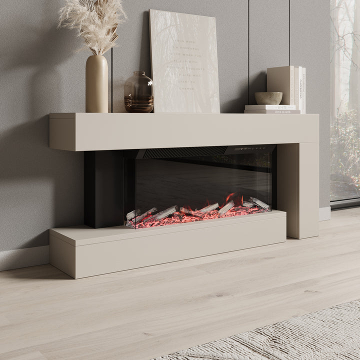 Jumea - Elektrische sfeerhaard - Beige - 120x23x56 cm