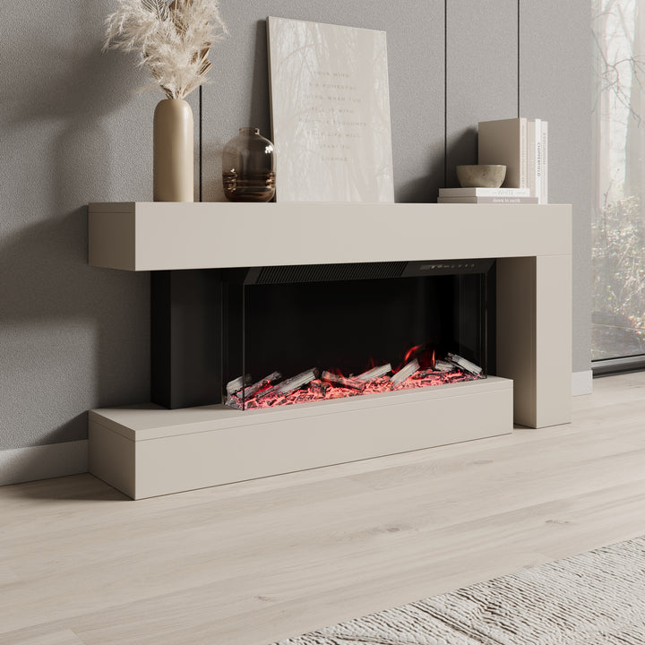 Jumea - Elektrische sfeerhaard - Beige - 120x23x56 cm