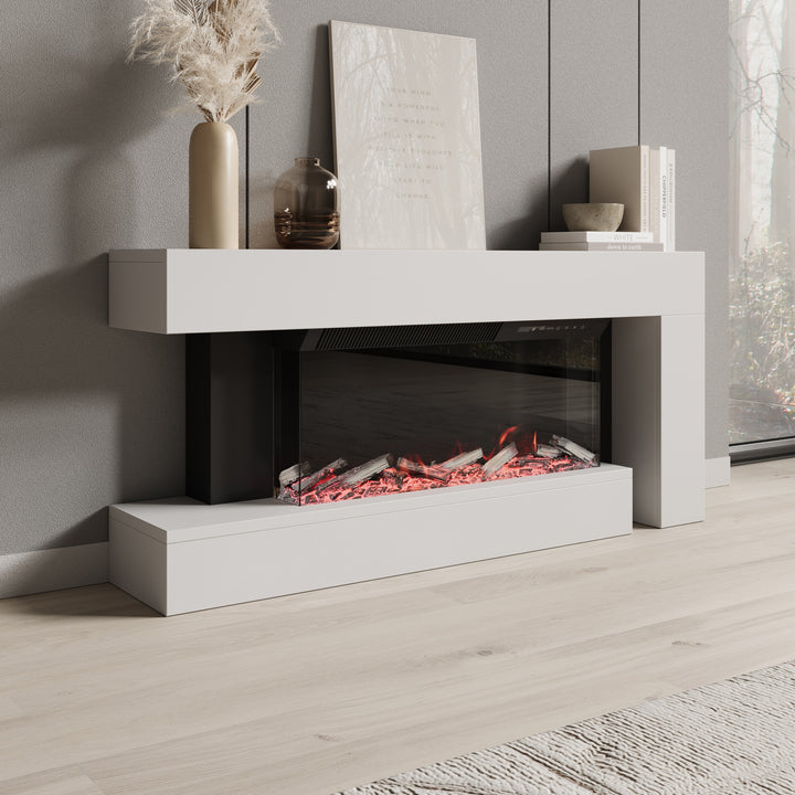 Jumea - Elektrische sfeerhaard - Wit - 120x23x56 cm