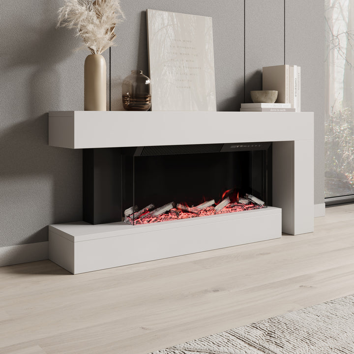 Jumea - Elektrische sfeerhaard - Wit - 120x23x56 cm