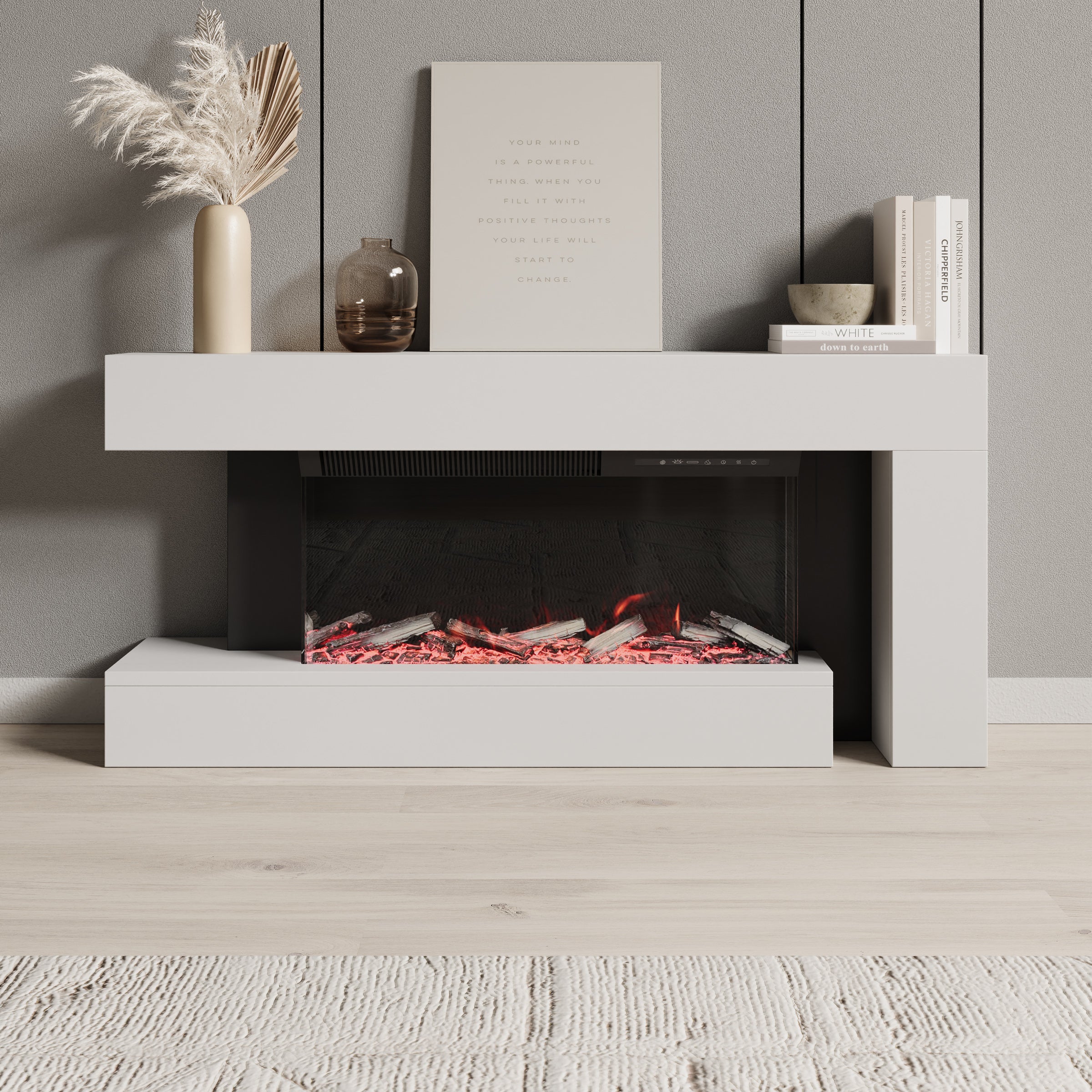 Jumea - Elektrische sfeerhaard - Wit - 120x23x56 cm