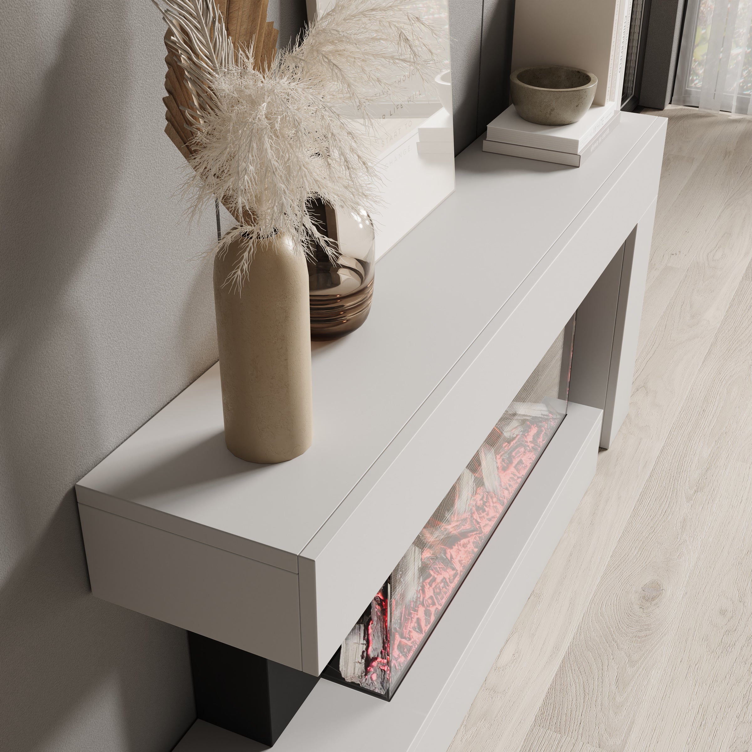 Jumea - Elektrische sfeerhaard - Wit - 120x23x56 cm