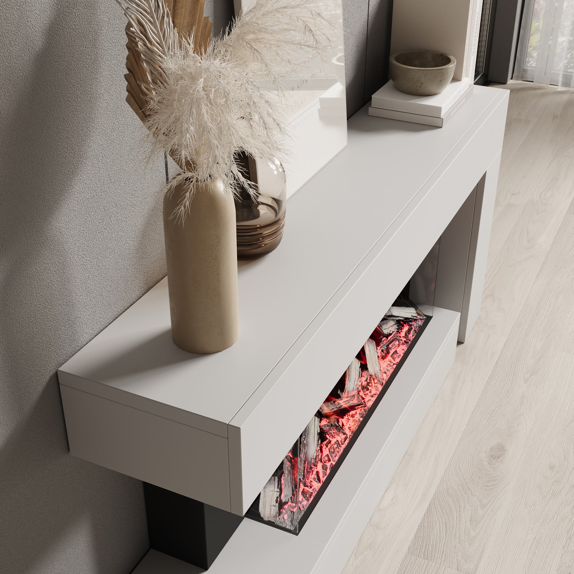 Jumea - Elektrische sfeerhaard - Wit - 120x23x56 cm