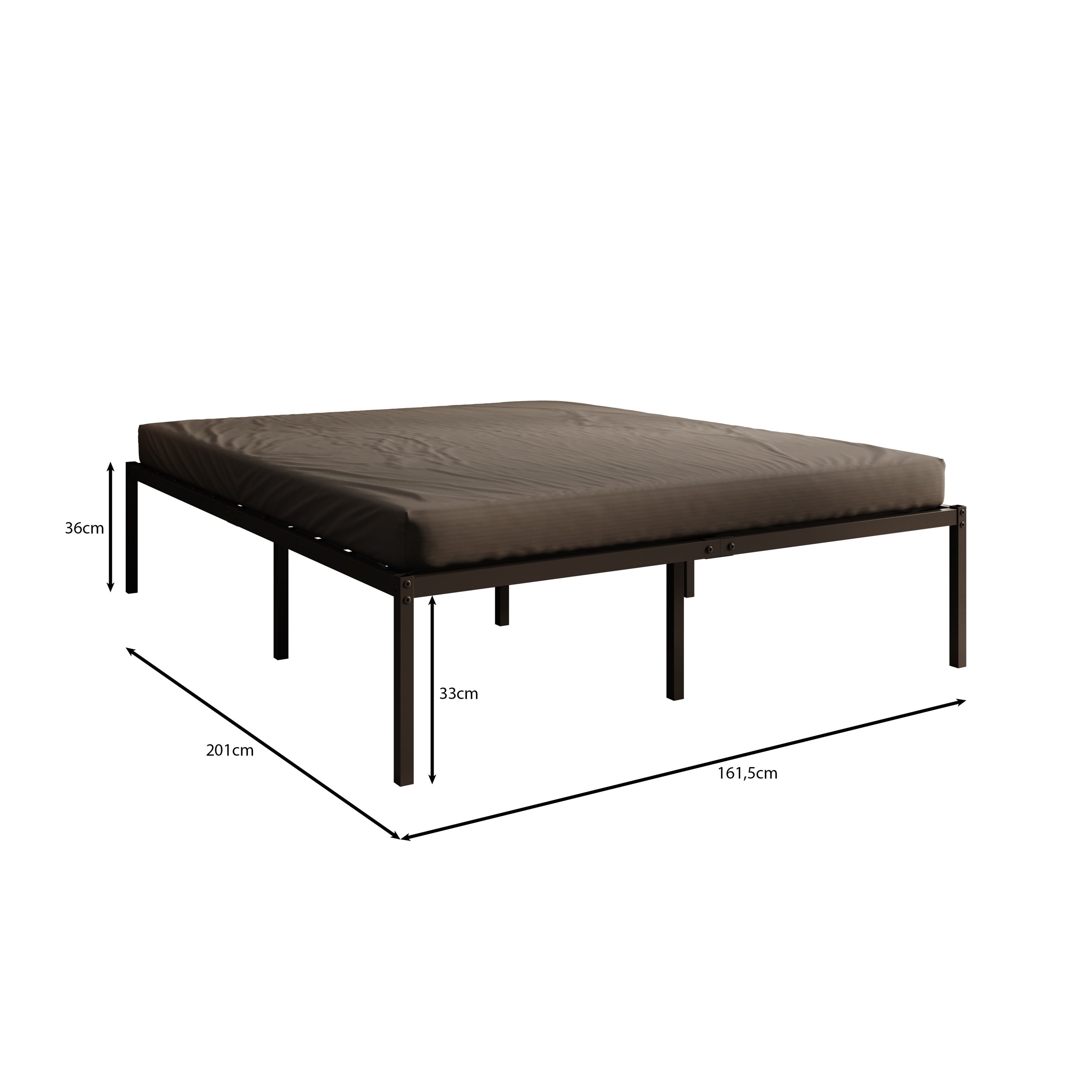 Justin - Tweepersoonsbed - Metaal zwart - 160x200 cm