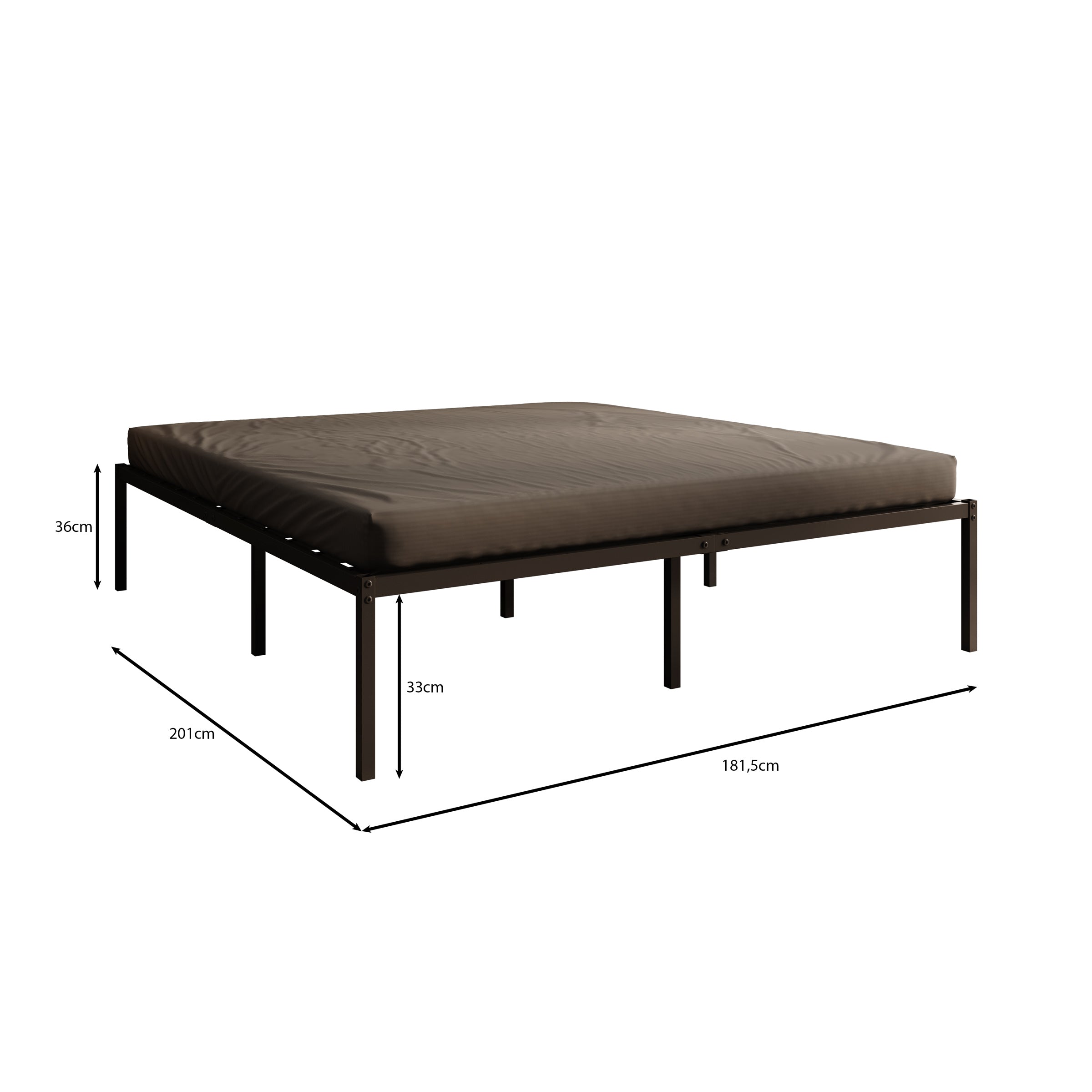 Justin - Tweepersoonsbed - Metaal zwart - 180x200 cm
