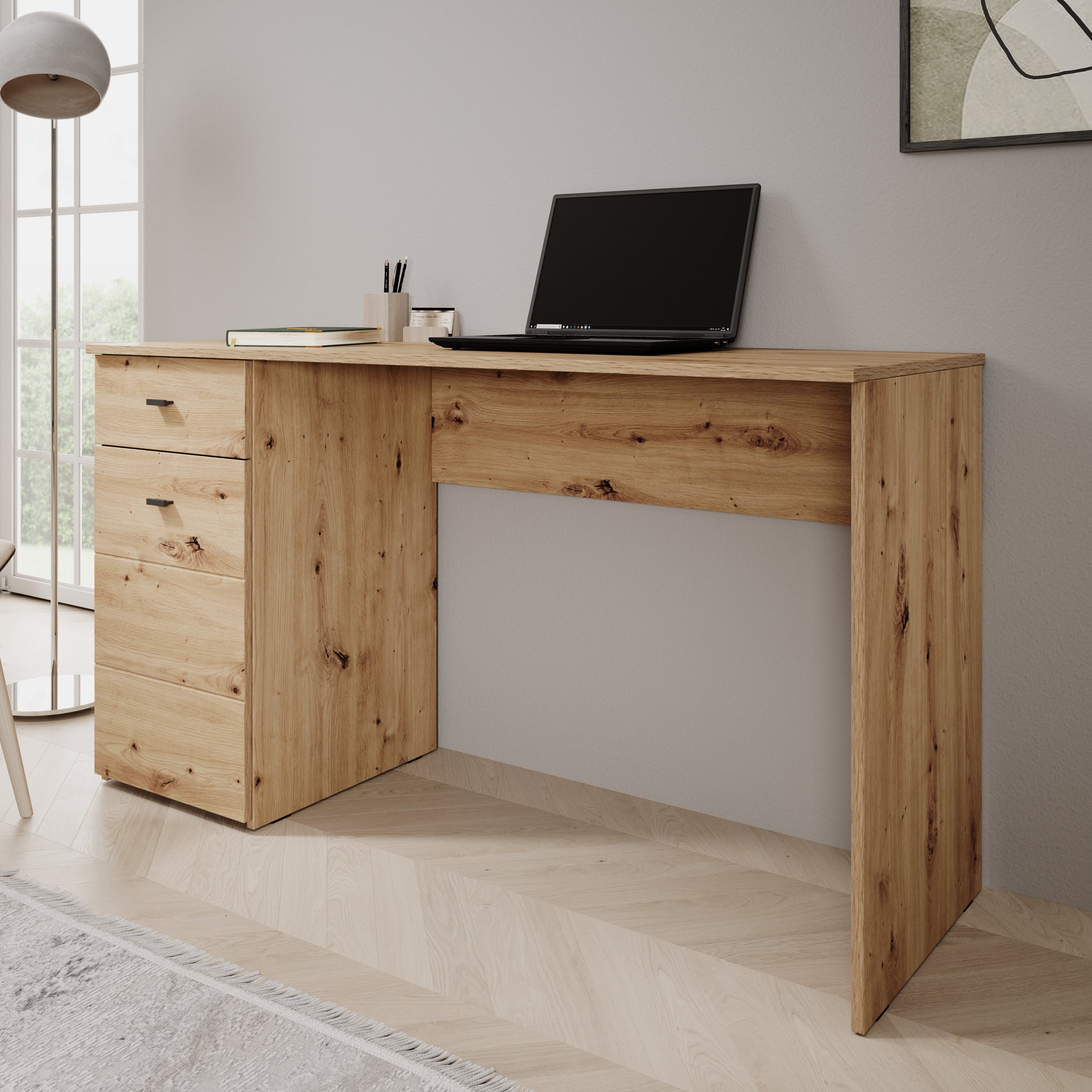 Kairo - Bureau - Eikenpatroon - 140x50x77 cm