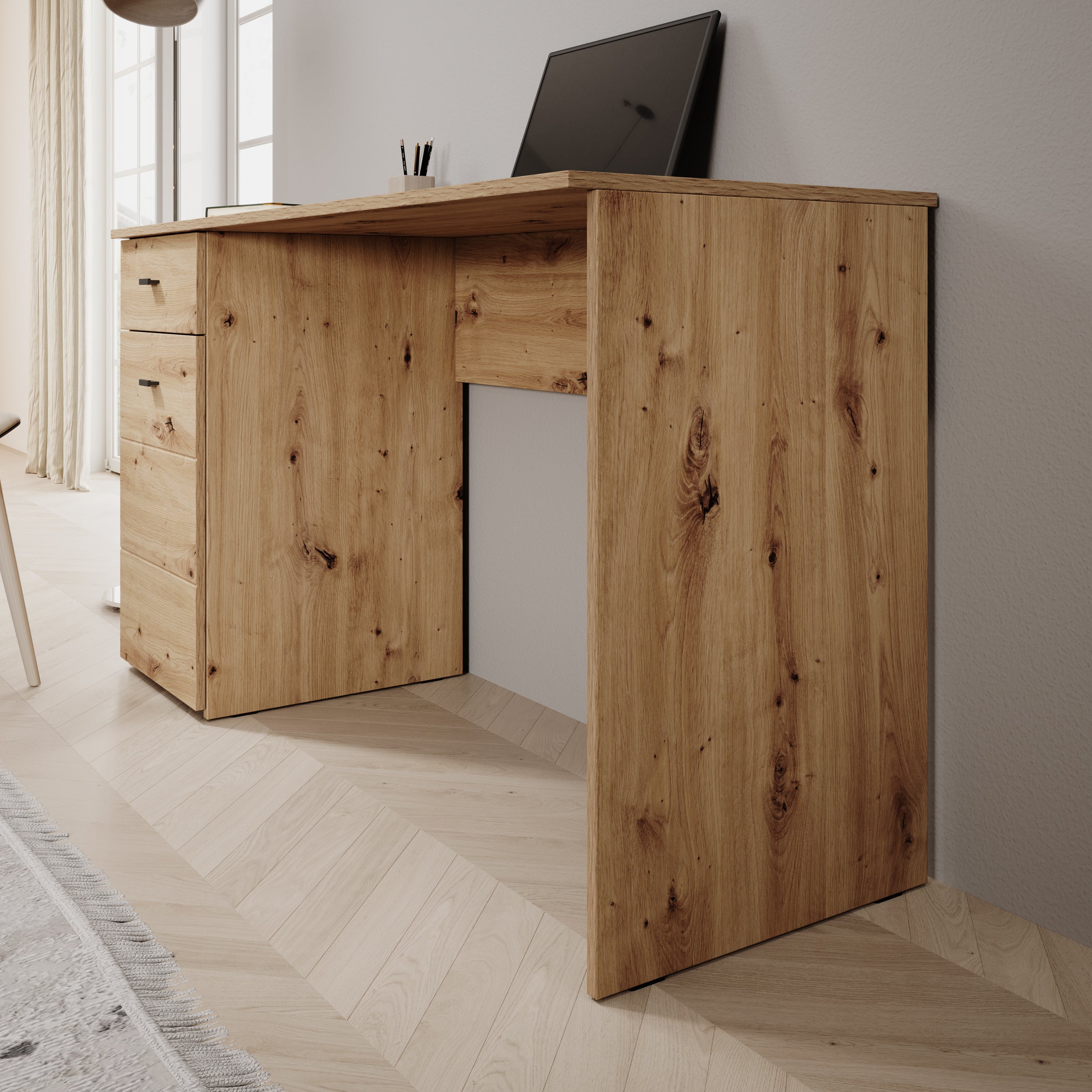 Kairo - Bureau - Eikenpatroon - 140x50x77 cm